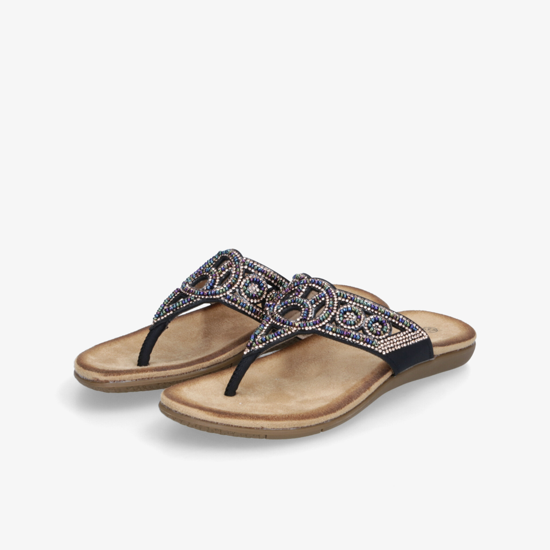 Bequeme Sandalen mit verzierten Riemen, weichem Fußbett und elegantem Zehensteg, ideal für sommerlichen Tragekomfort