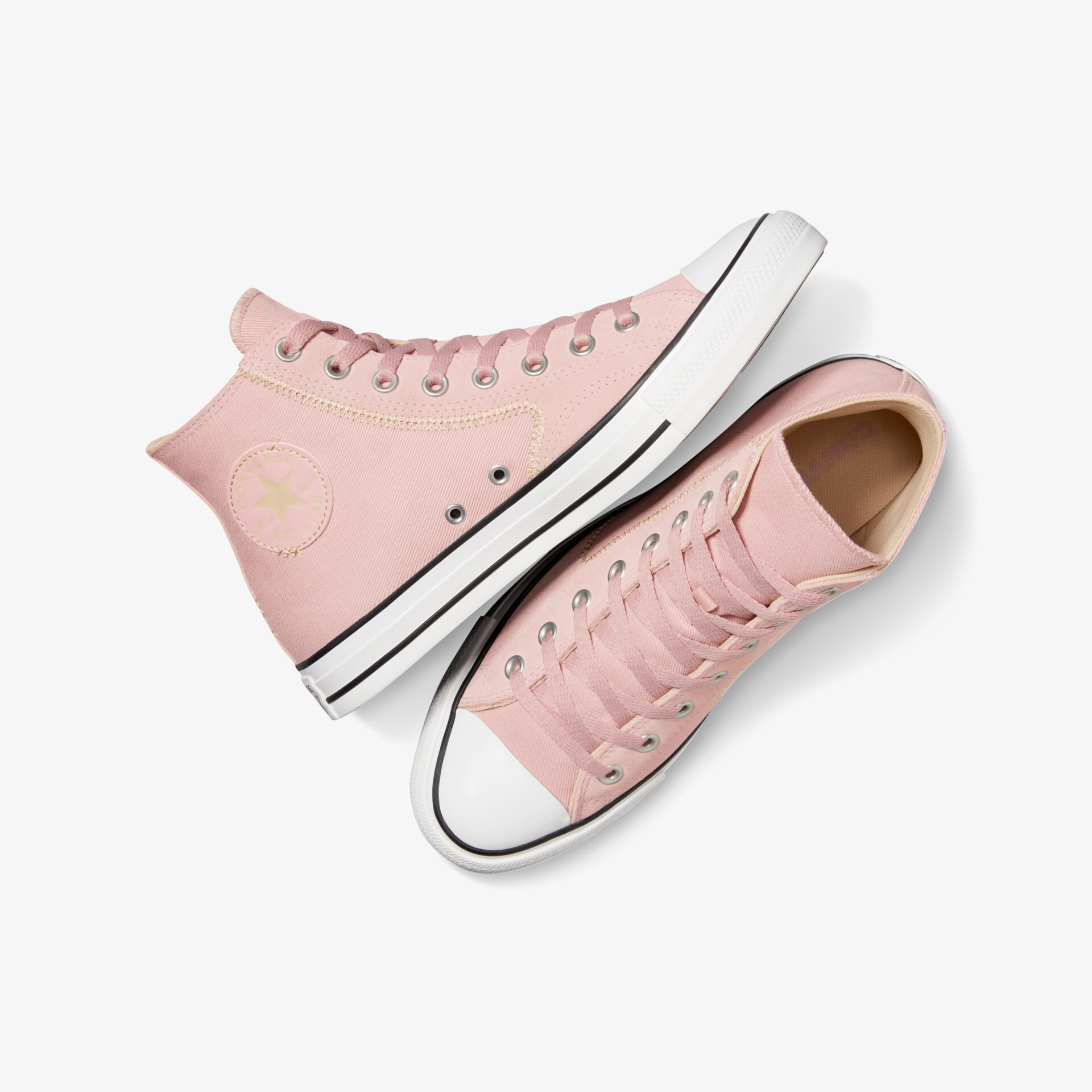 Rosa High-Top Sneaker mit weißer Gummisohle und komfortabler Schnürung, modernes und bequemes Design