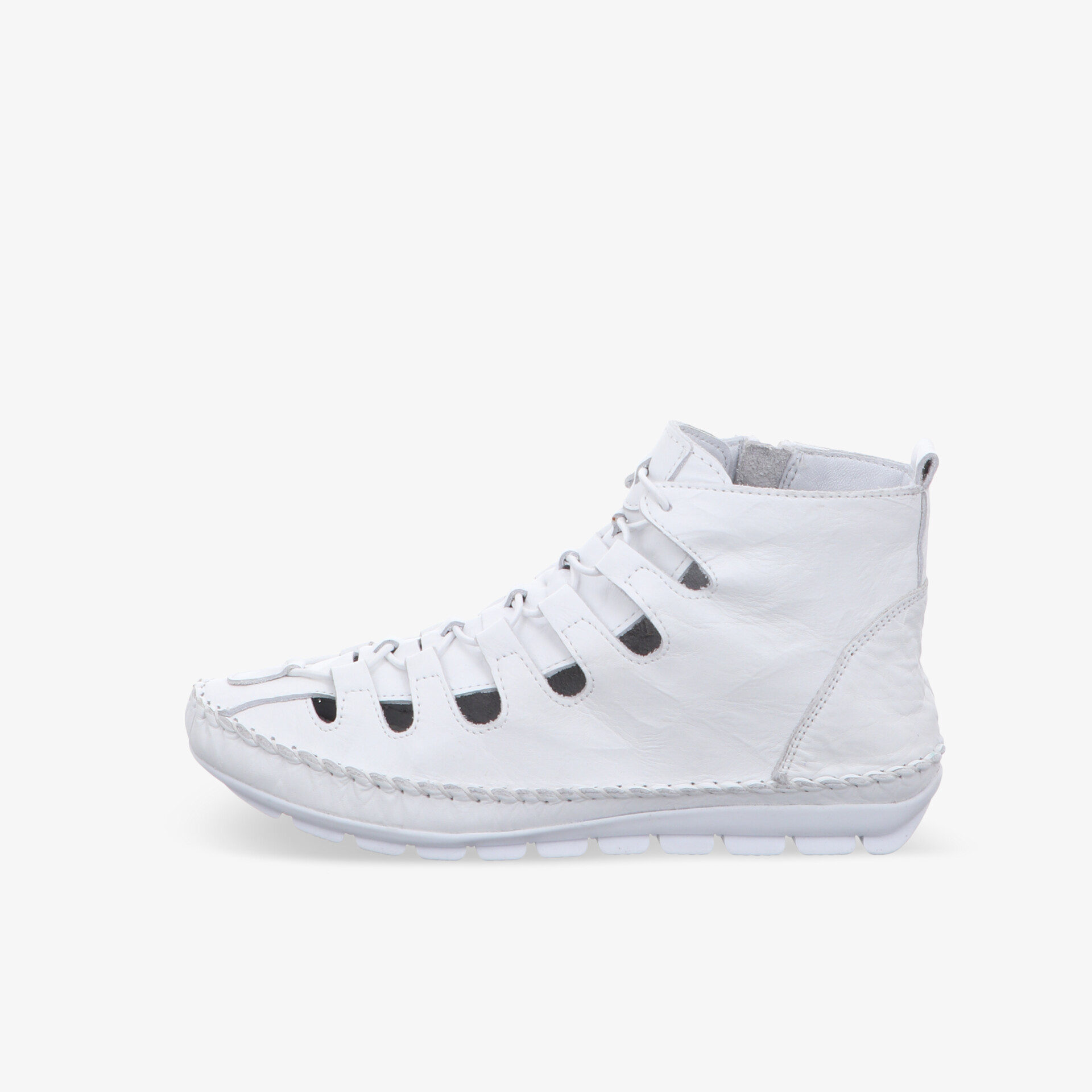 Moderner weißer High-Top-Sneaker, stilvoll und bequem für den täglichen Einsatz.