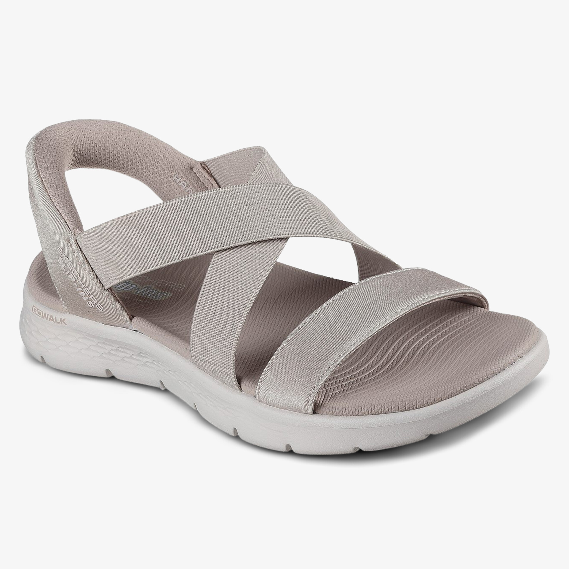 Moderne Sandale mit elastischen Riemen und gepolsterter Sohle für hohen Tragekomfort.