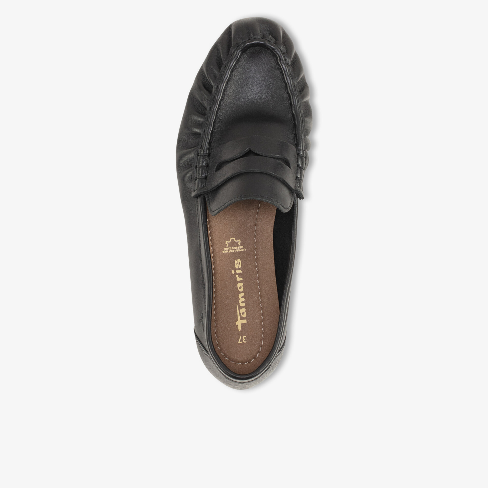 Schwarzer klassischer Lederslipper mit bequemer Passform und elegantem Design