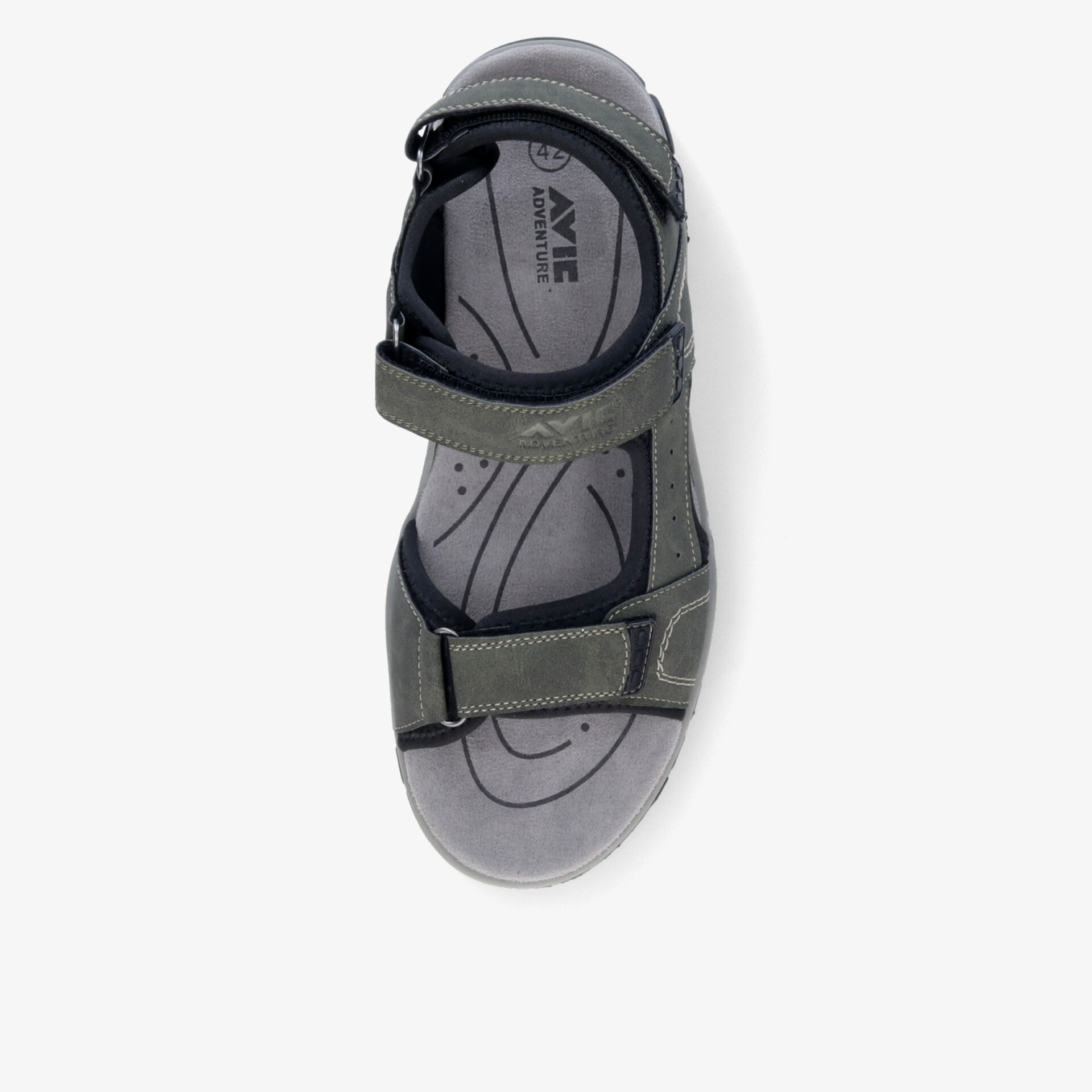 Bequeme Outdoor-Sandale in Grau mit verstellbaren Riemen und gepolsterter, rutschfester Sohle für ganztägigen Komfort