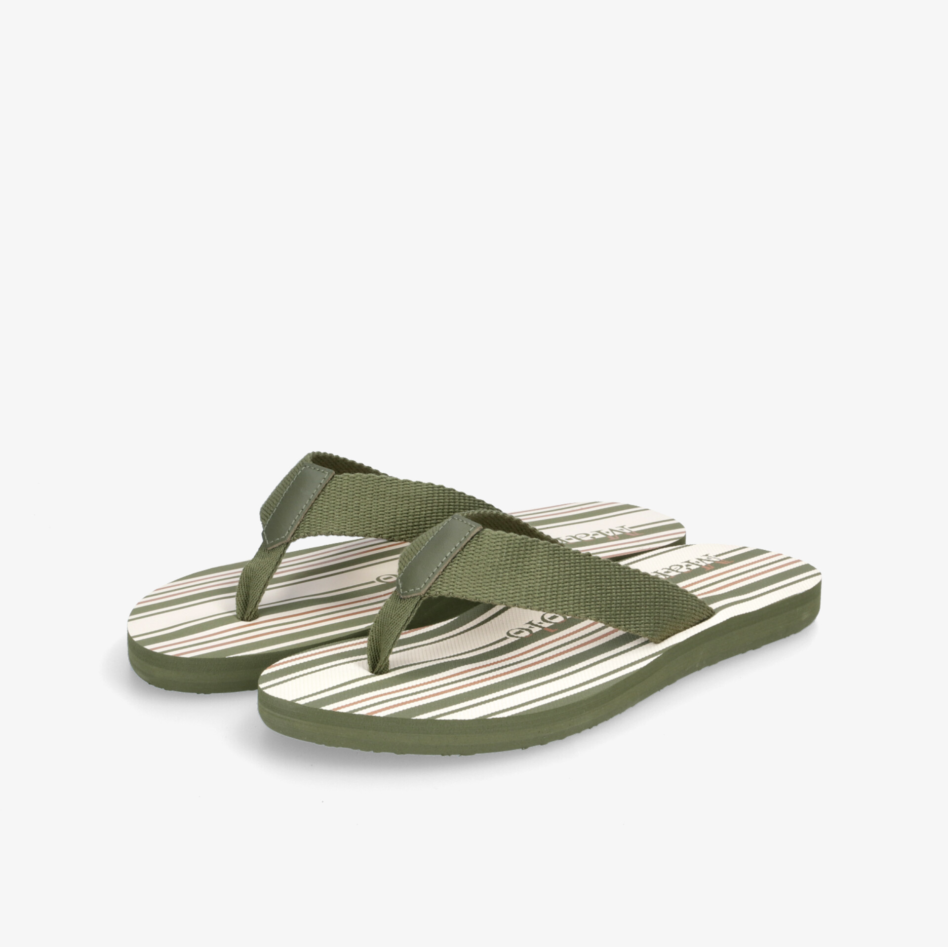 Stylische grüne Riemensandalen mit gestreifter Sohle. Perfekt für Freizeit und Sommeraktivitäten. Leicht und komfortabel.