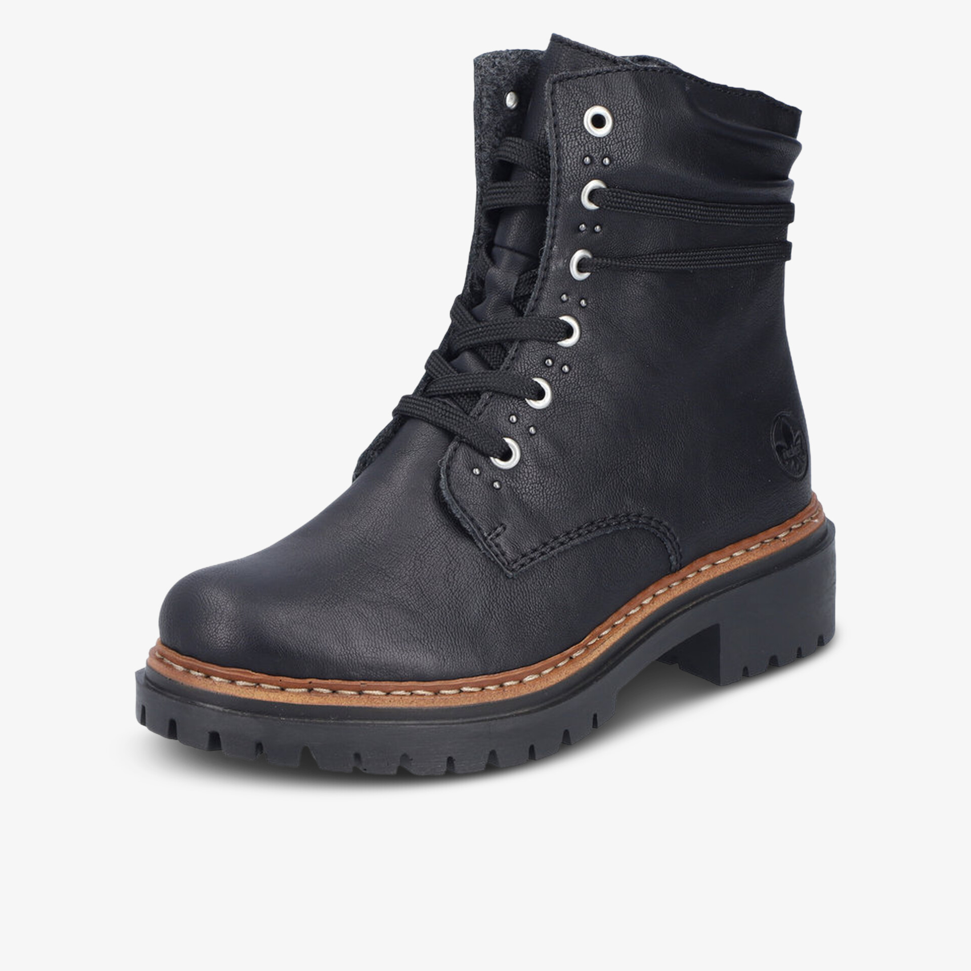 Robuster schwarzer Schnürstiefel aus Leder mit rutschfester Sohle und komfortabler Passform