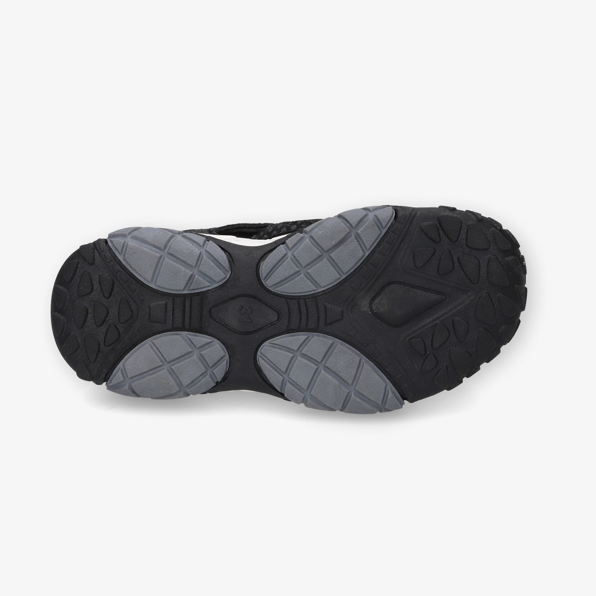 Robuste und griffige Profilsohle eines Sportschuhs für optimalen Halt und flexiblen Laufkomfort