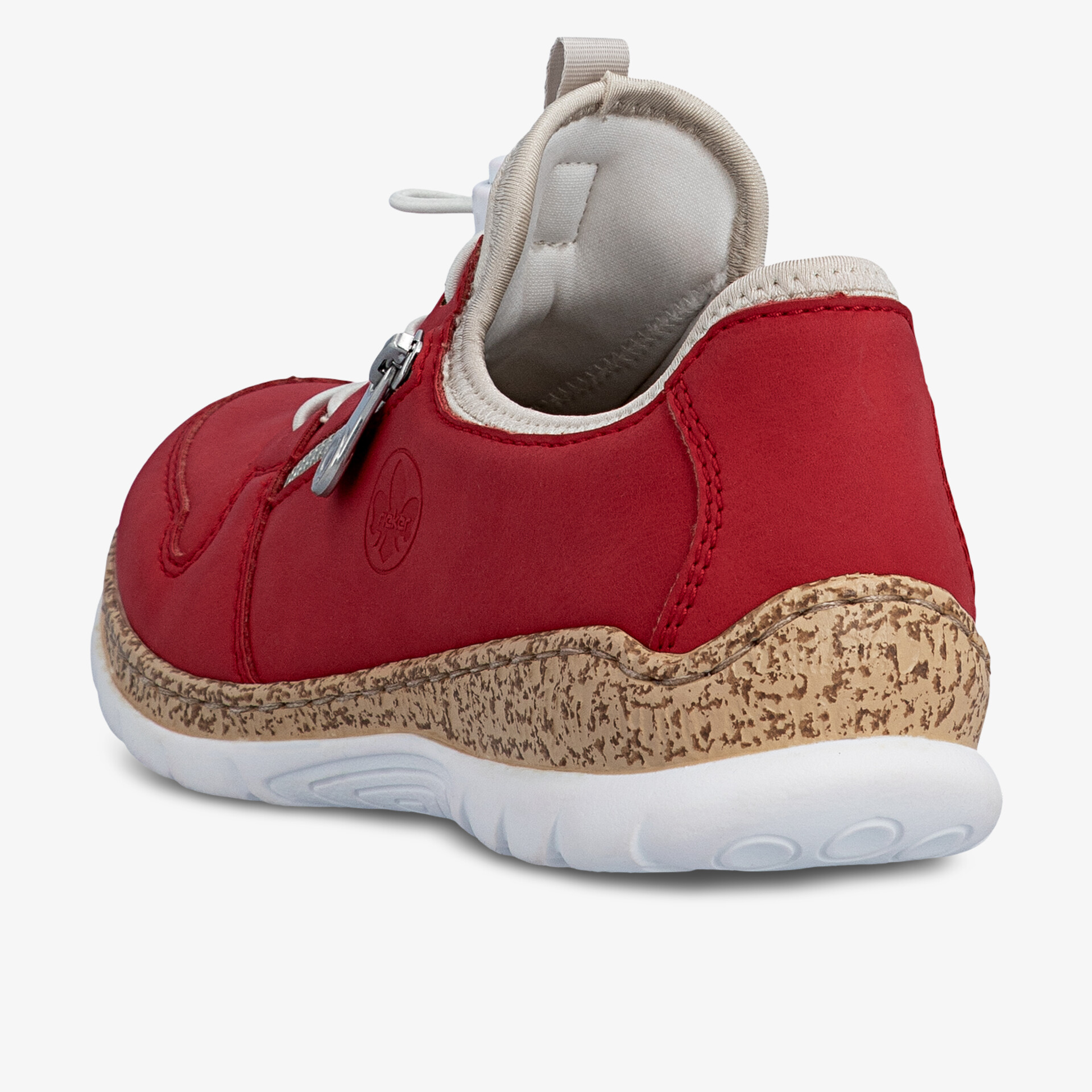 Roter Schuh mit stylischem Design und robuster Sohle