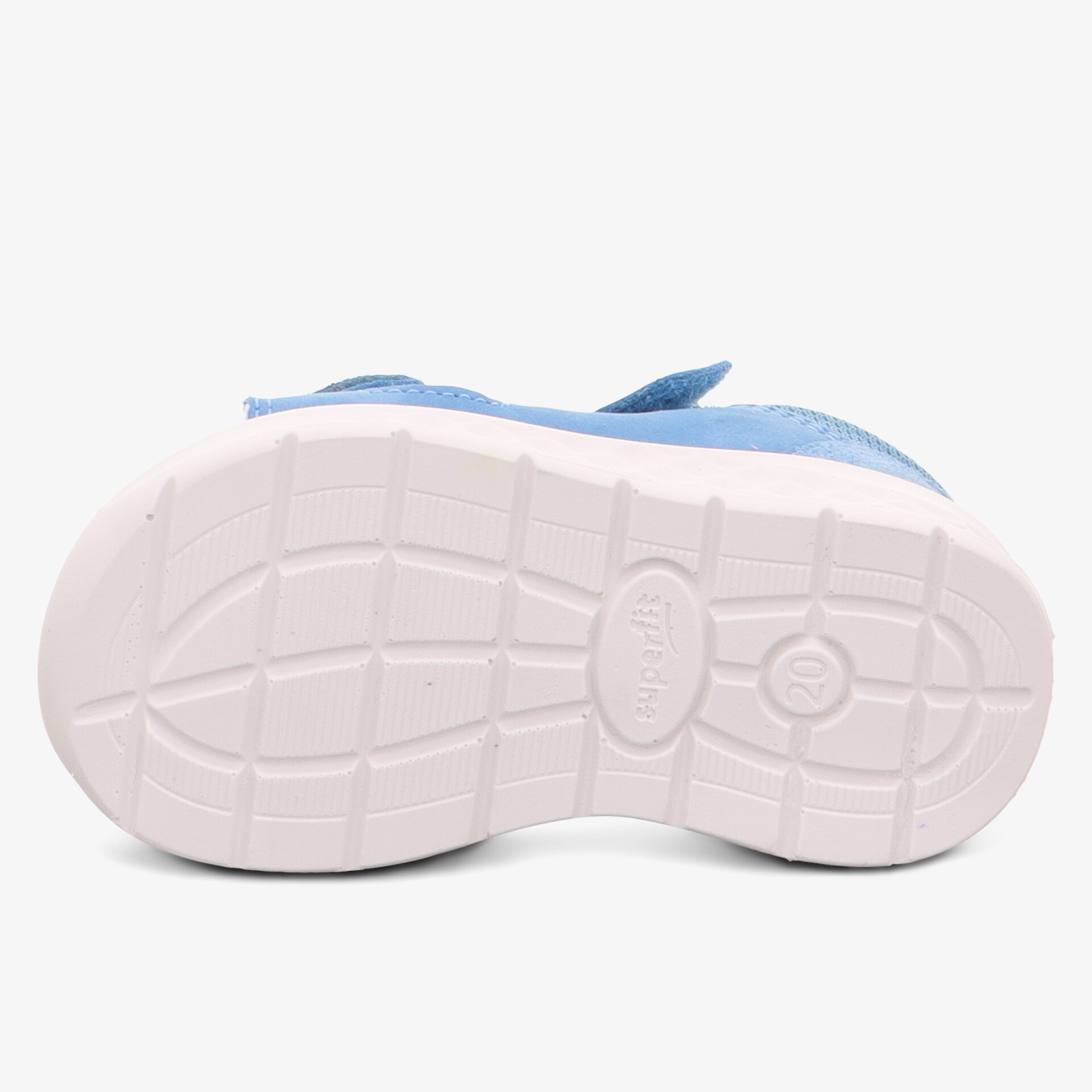 Weiße Sohle mit rutschfestem Profil und flexiblem Design, robust und langlebig