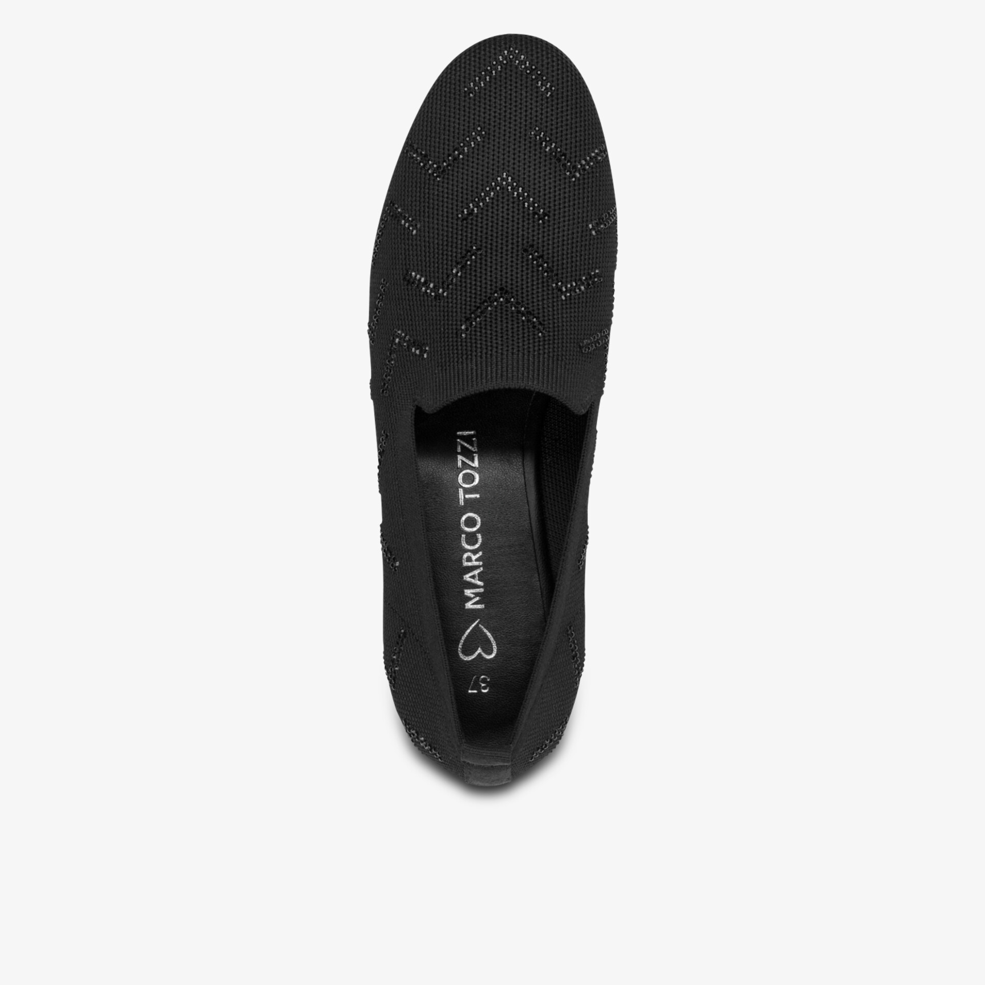 Eleganter schwarzer Schuh in bequemer Passform mit feiner Materialstruktur und schlichtem Design