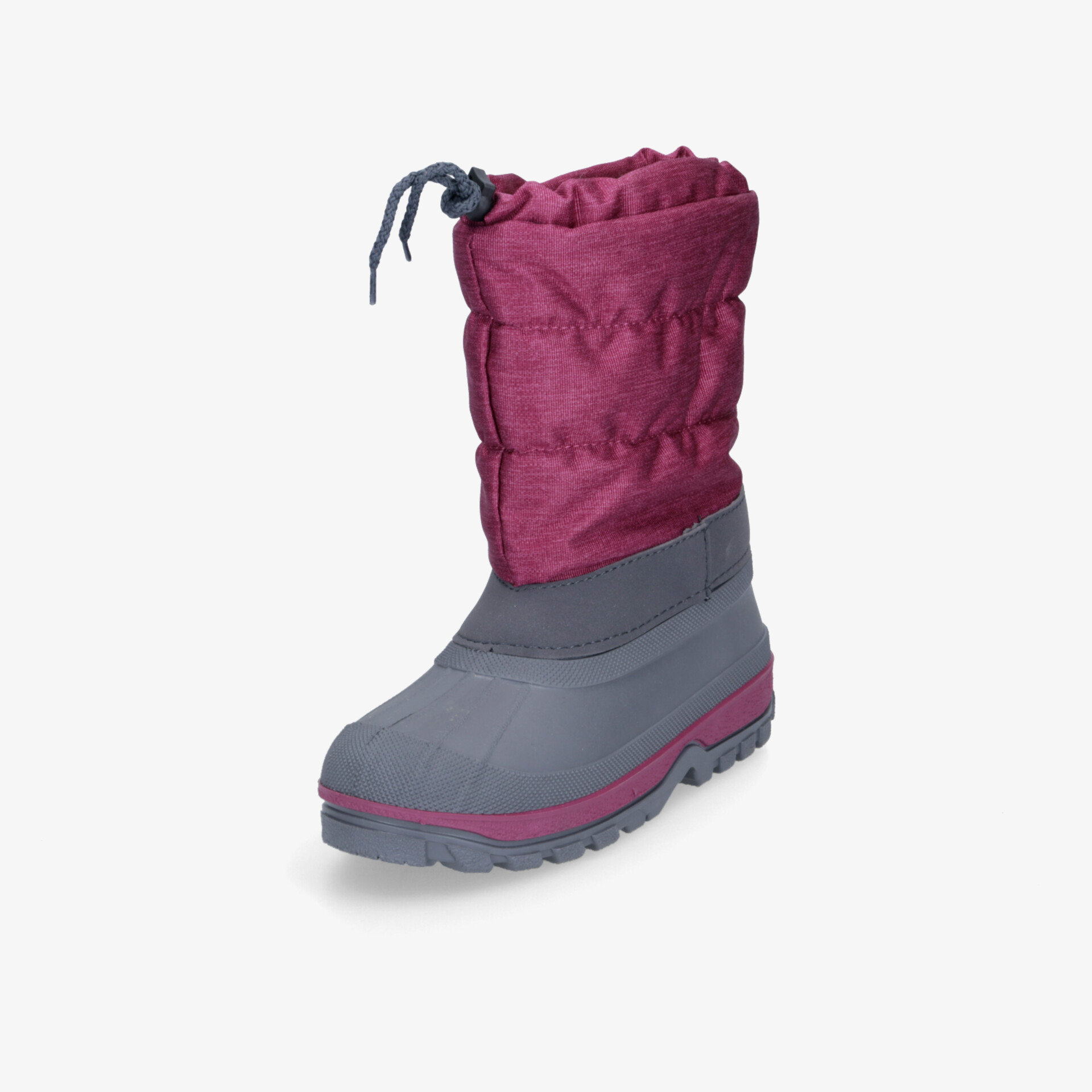 Wasserdichter Winterstiefel mit warmem Futter und rutschfester Sohle in Grau und Bordeaux, 3-4 Ansicht