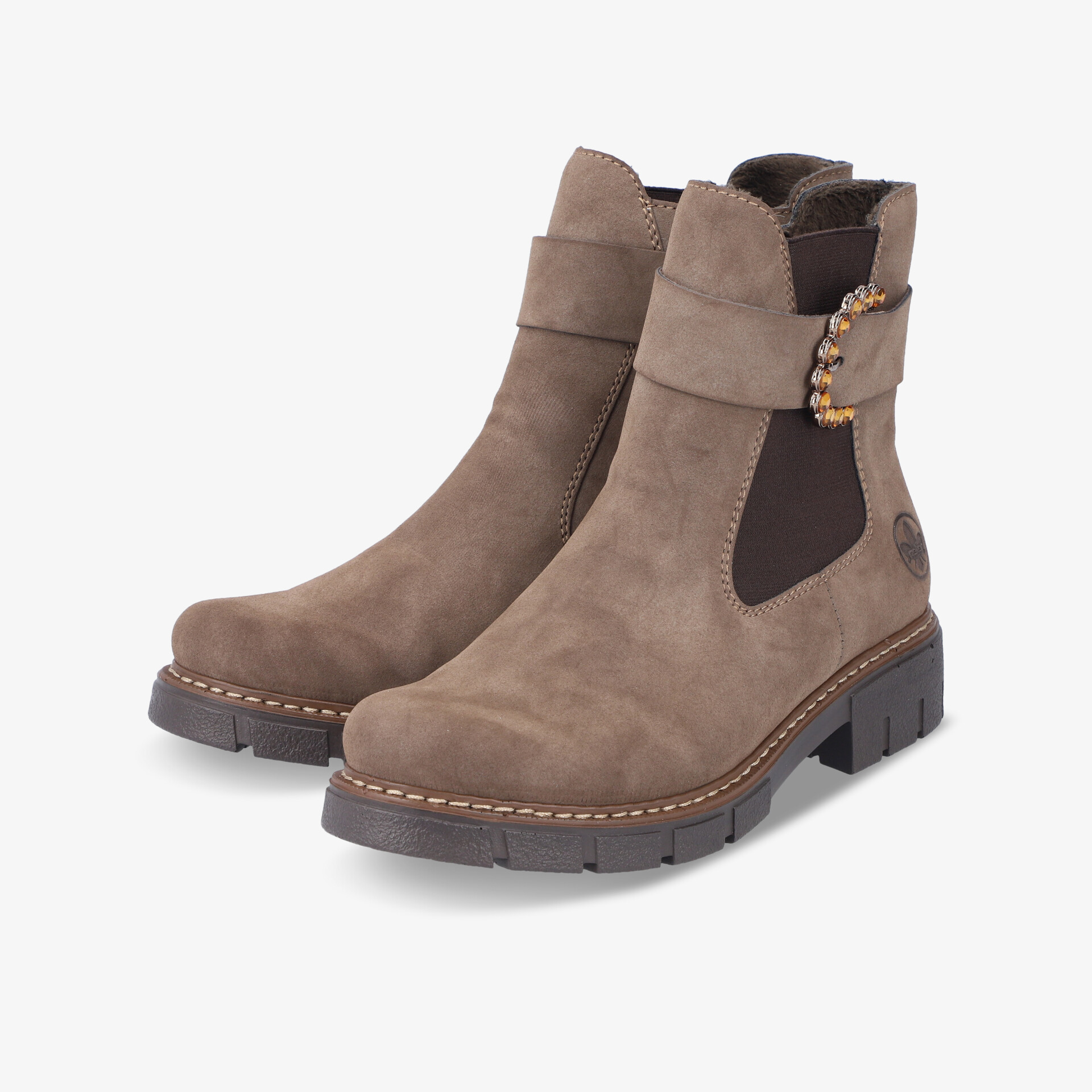 Robuste braune Winterstiefel mit Reißverschluss, griffiger Sohle und bequemer Polsterung für komfortablen Halt