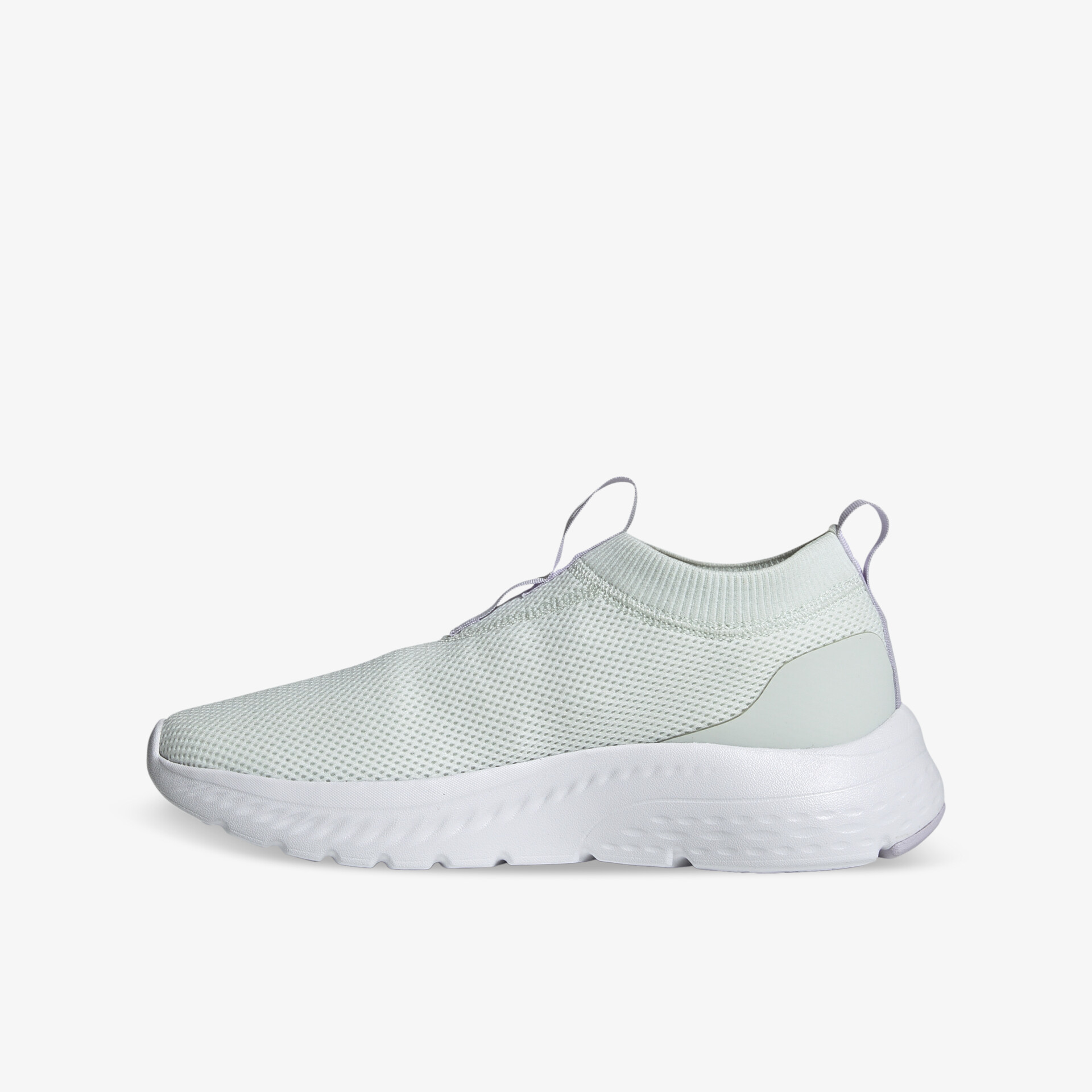 Leichter weißer Sneaker seitliche Ansicht mit atmungsaktivem Material, flexiblem Design und bequemer Passform