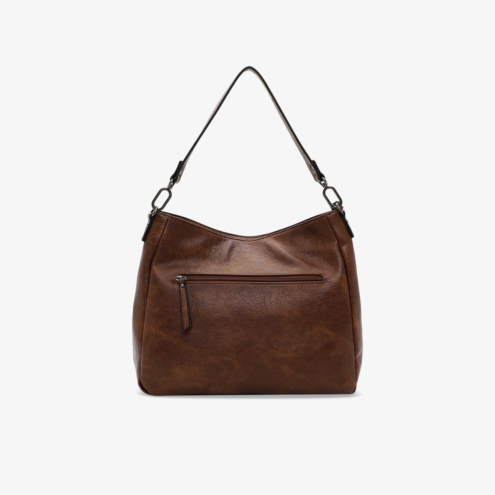 Elegante braune Ledertasche mit Reißverschluss und verstellbarem Schulterriemen, geräumig und robust