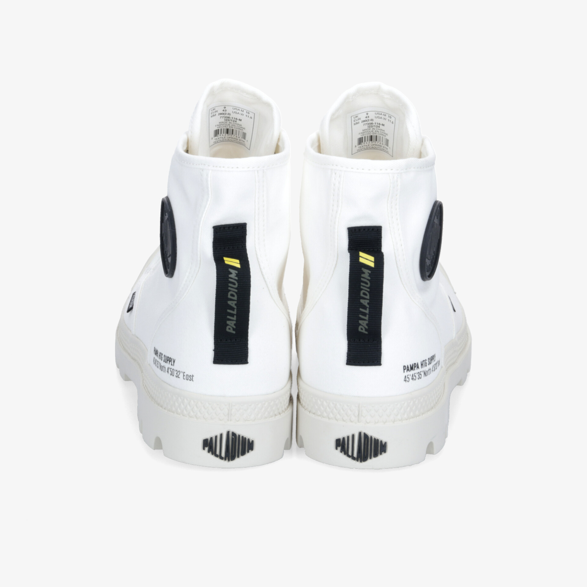 Stilvolle weiße Sneaker mit robustem Design und hohem Tragekomfort, von hinten zu sehen.