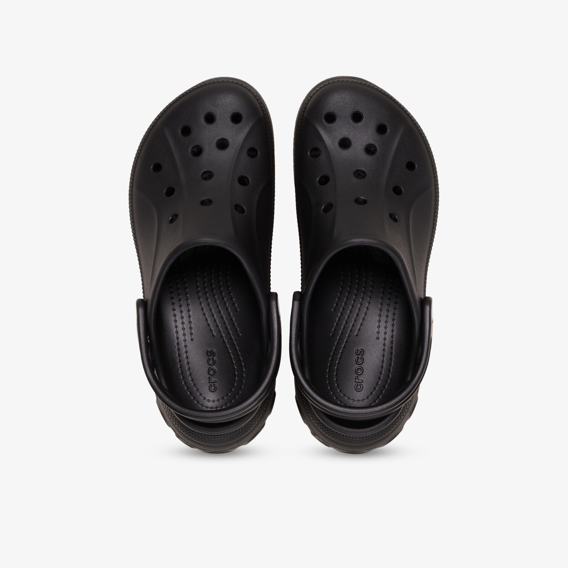 Schwarzes Paar Crocs Schuhe mit Lüftungslöchern, bequem, leicht und wasserfest, ideale vielseitige Freizeitschuhe