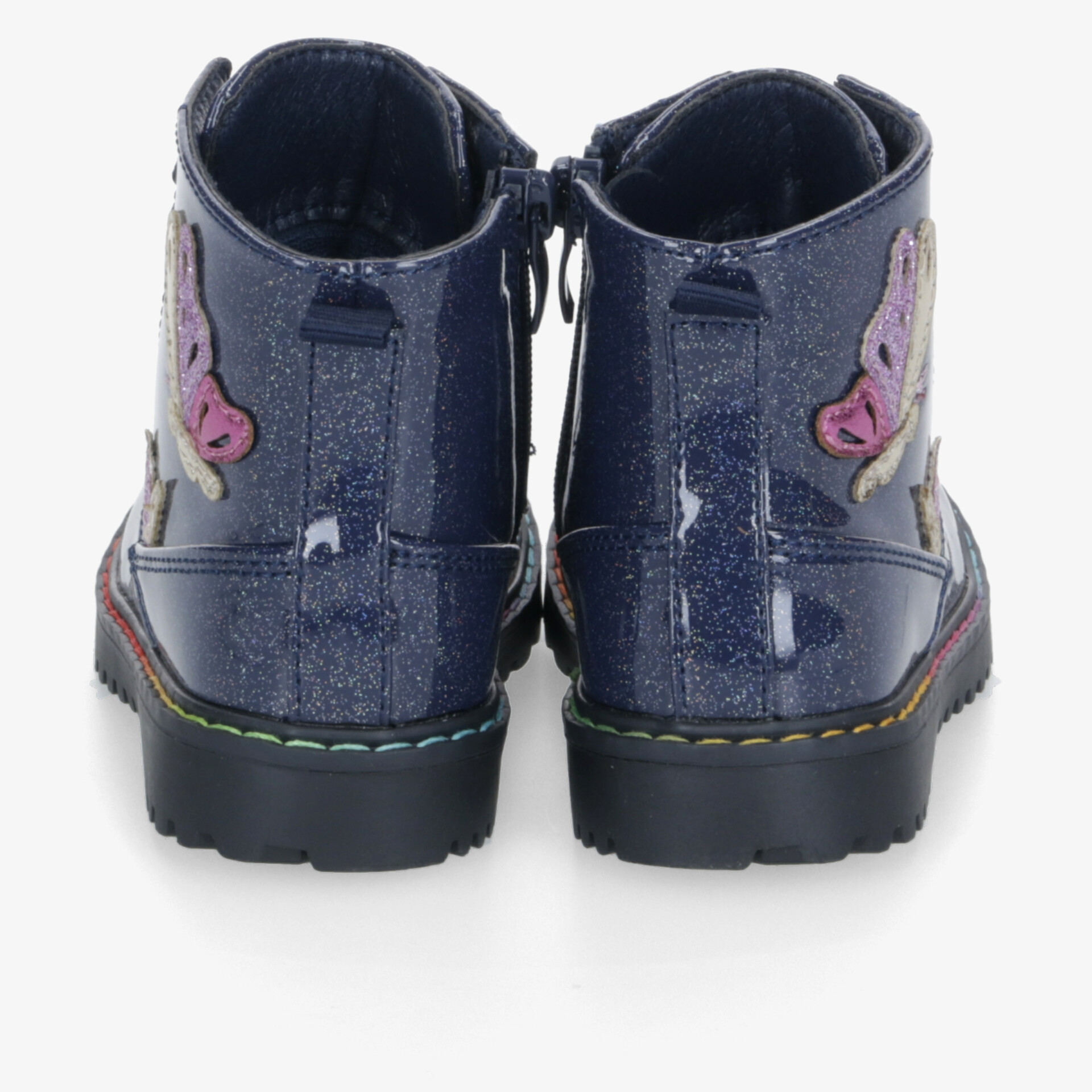 Robuste Stiefel mit dekorativem Schmetterlingsmotiv und seitlichem Reißverschluss, gepolstert und rutschfest