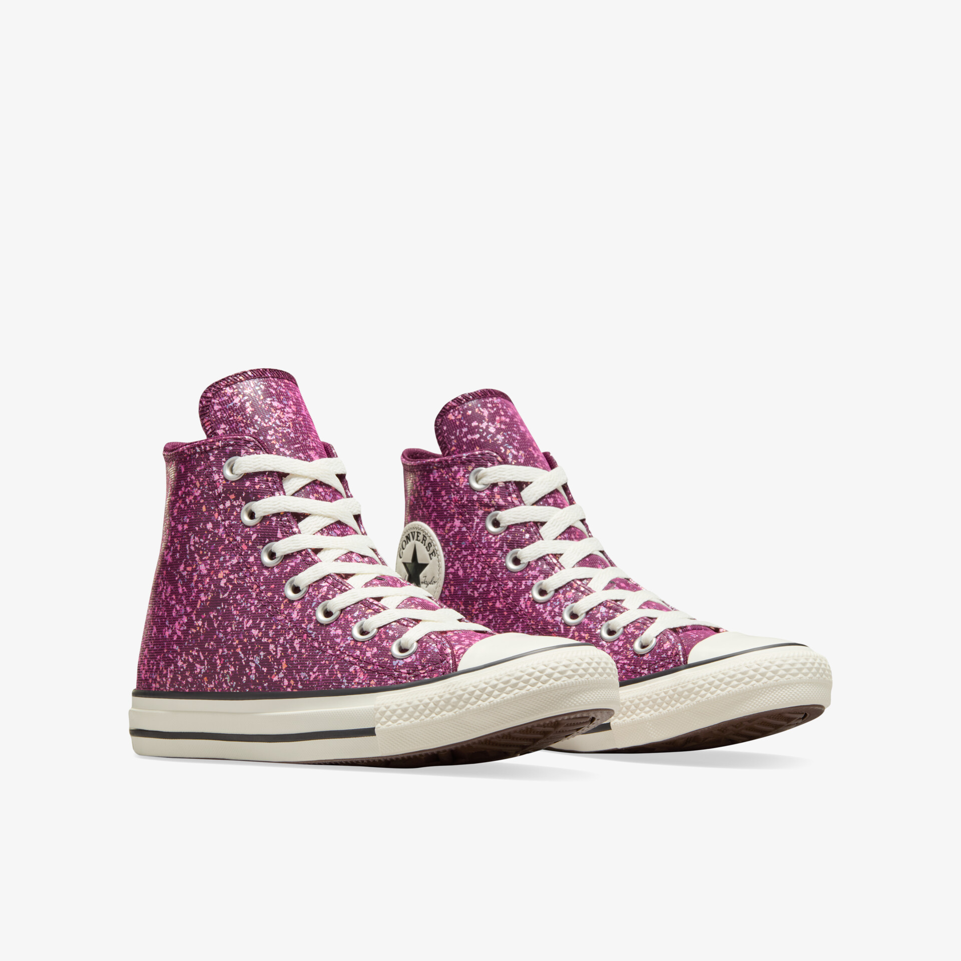 Glitzernde Sneaker mit hohem Schaft und robustem Profil, modernes Design für hohen Tragekomfort