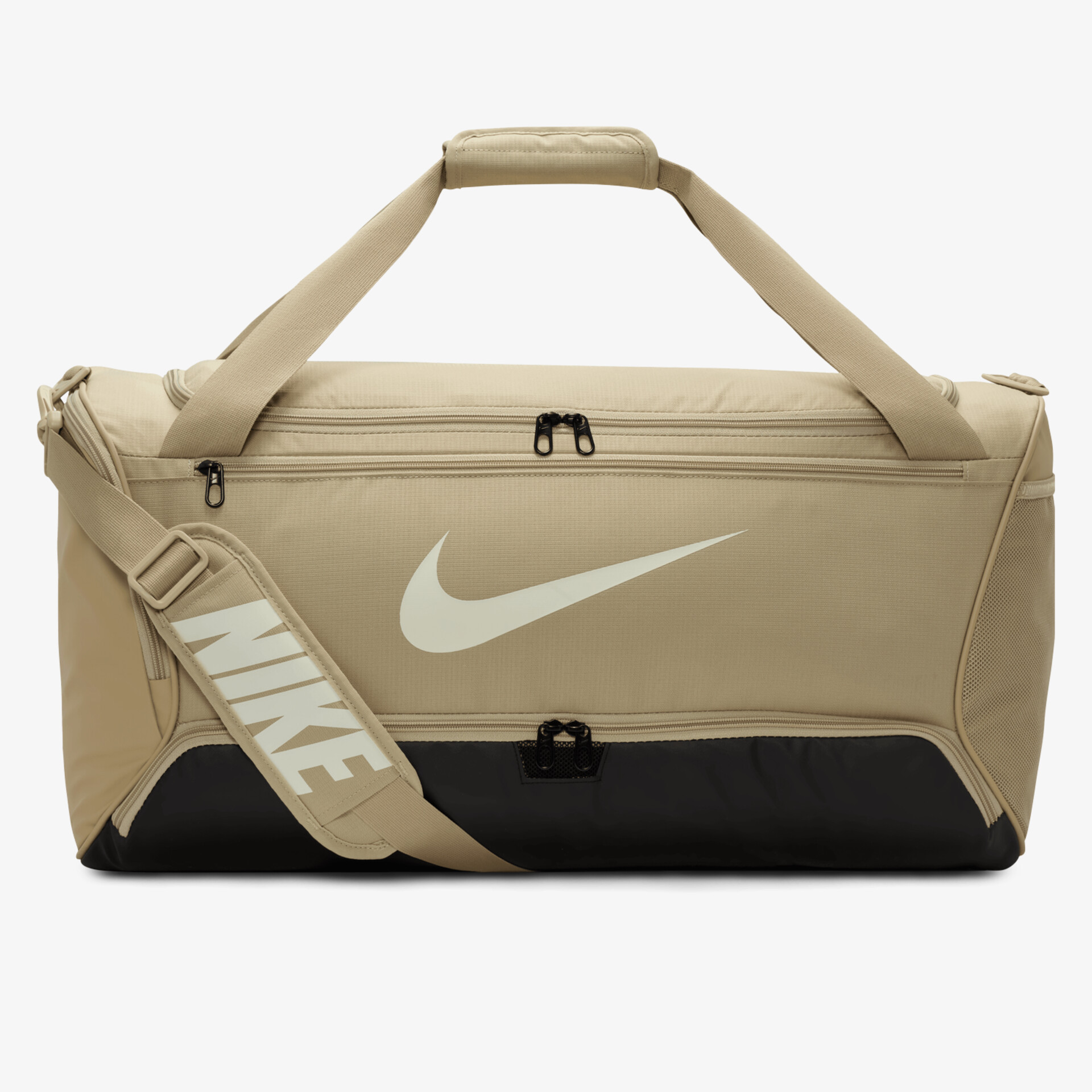 Robuste Sporttasche mit großem Fassungsvermögen und verstellbarem, gepolstertem Schultergurt in Beige