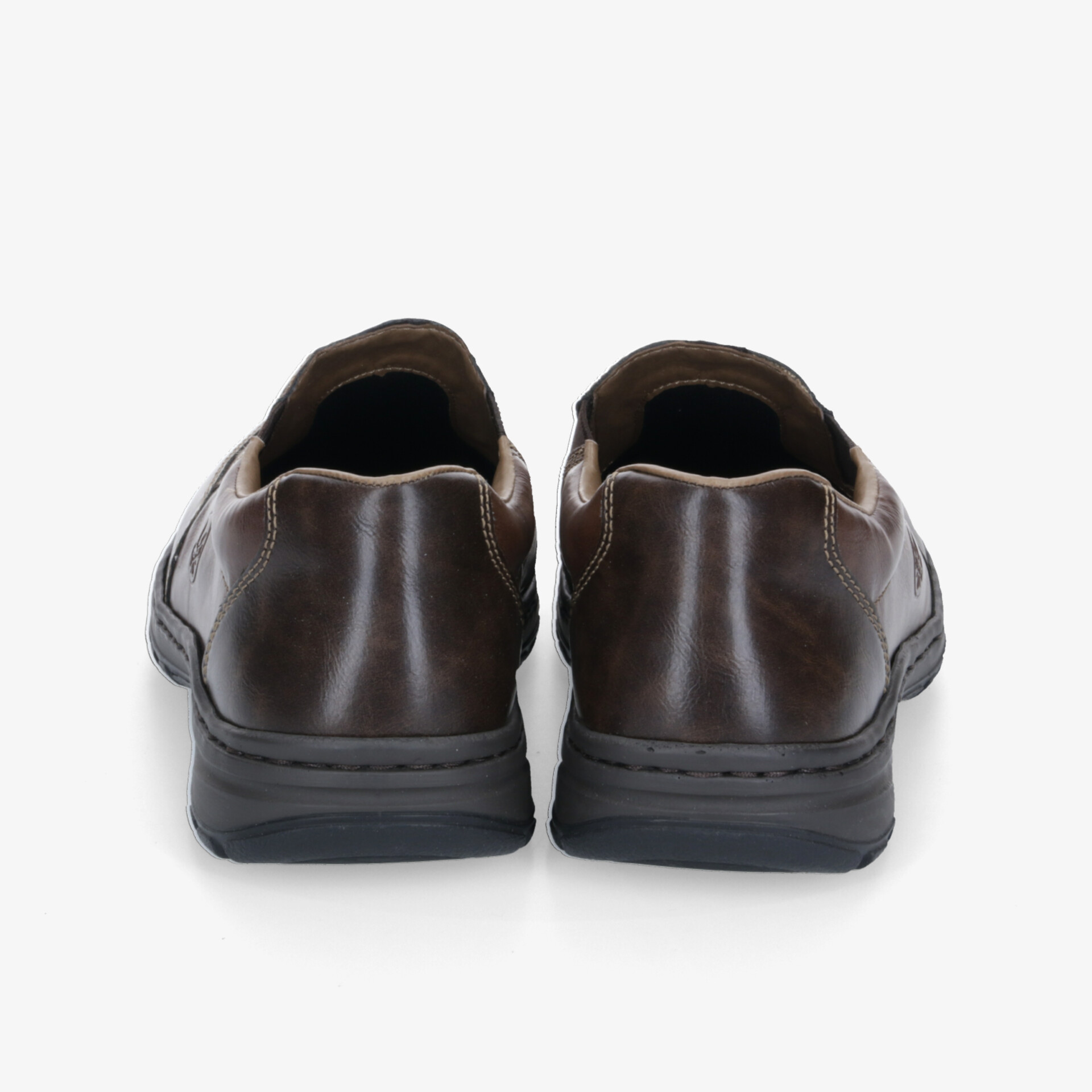 Robuste dunkelbraune Lederschuhe mit komfortabler Passform und rutschfester Sohle, Ansicht von hinten