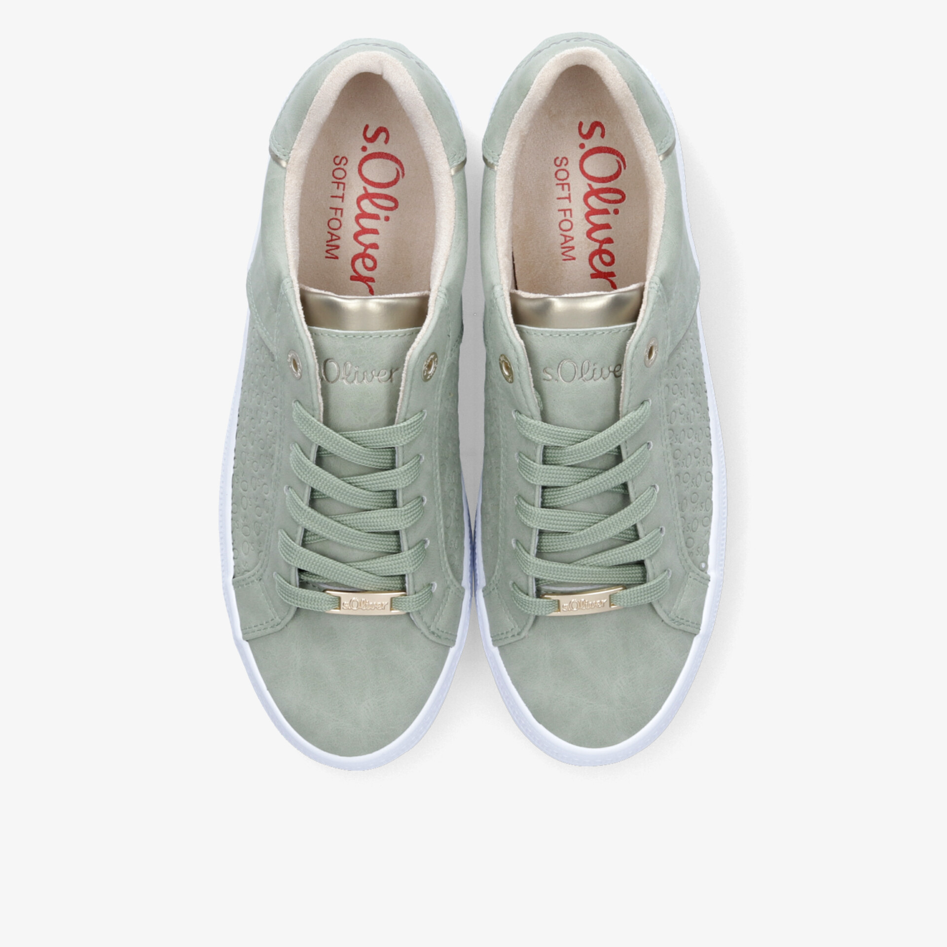 Grünes Sneaker-Paar mit Schnürung, weich und leicht, bequemes Fußbett für sportlichen Komfort