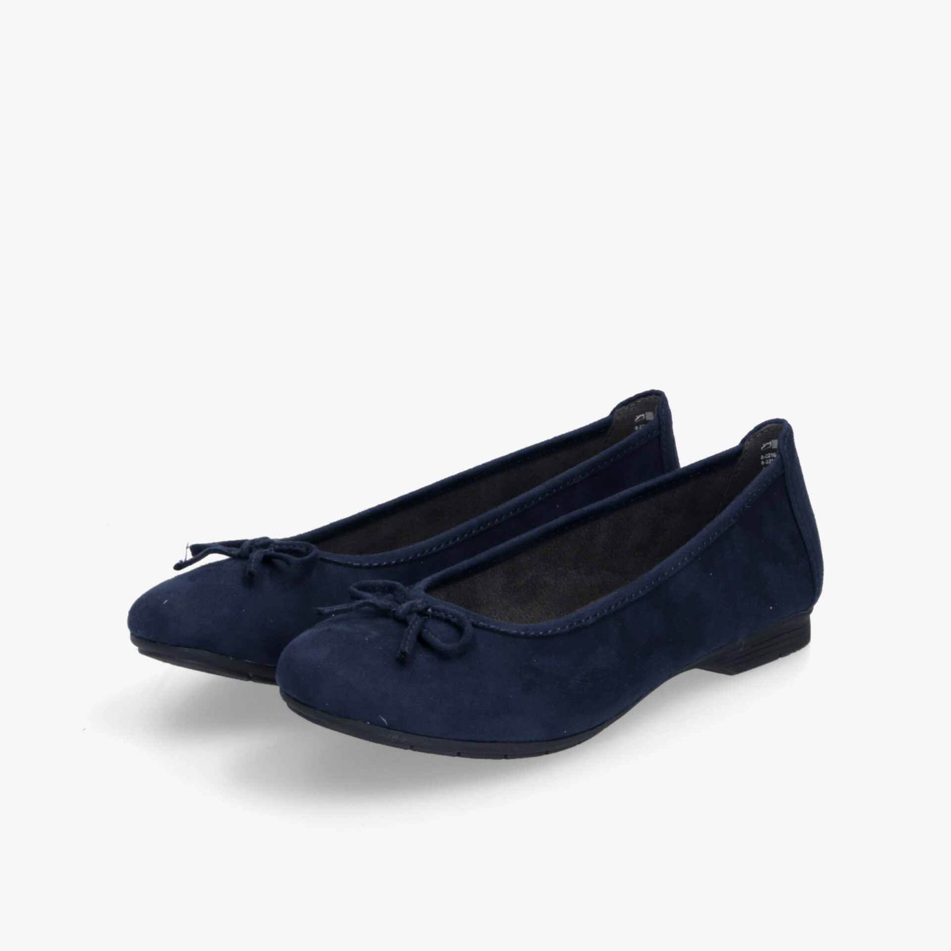 Blaue Ballerinas mit klassischem Design und elegantem Schleifendetail für stilvolle Anlässe.