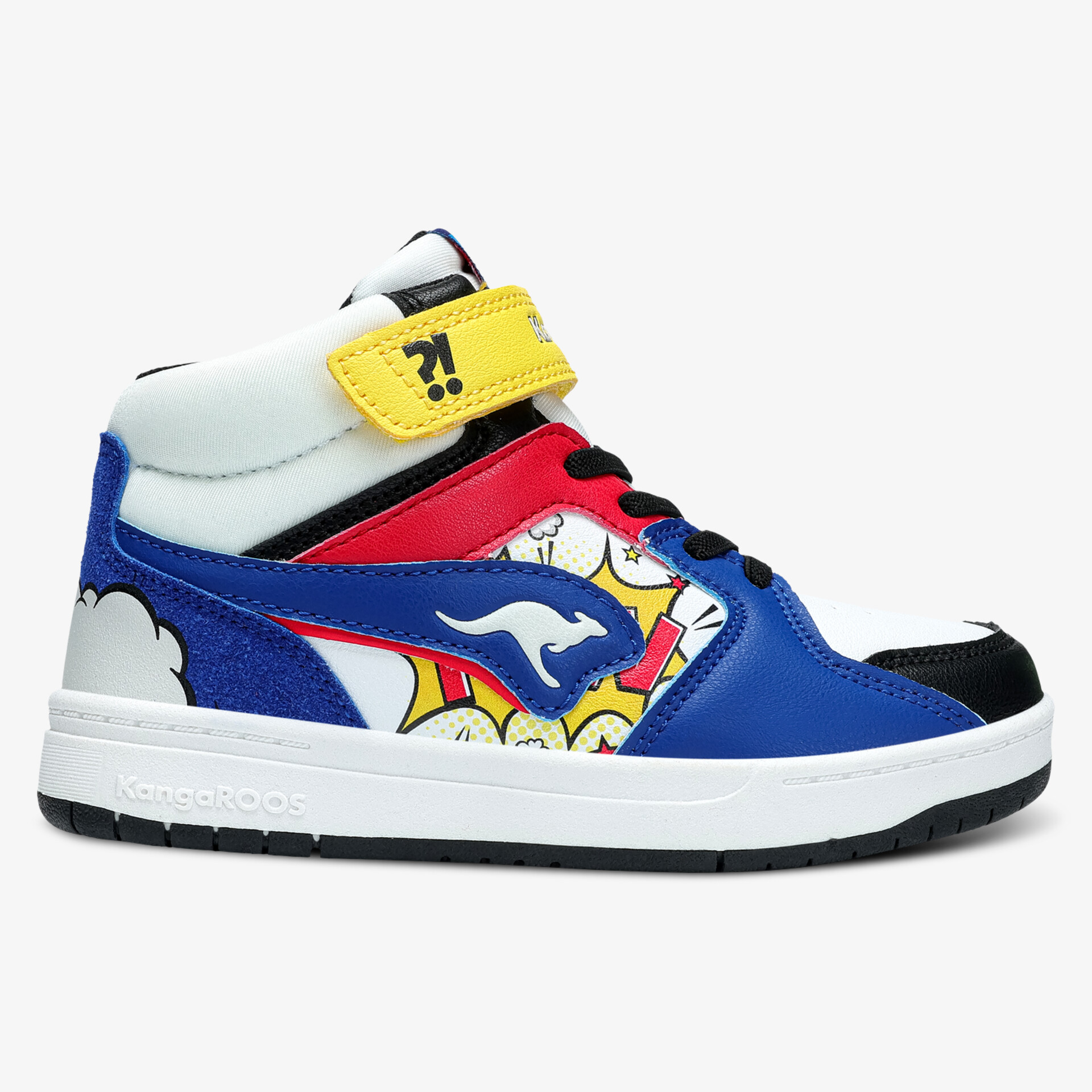 Seitlich sichtbarer farbenfroher Sneaker mit Klettverschluss und robuster Gummisohle für hohen Tragekomfort