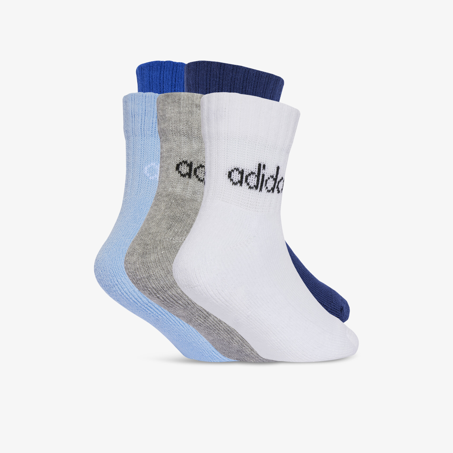 Set aus vier unterschiedlich farbigen adidas Sportsocken, komfortabel und elastisch für optimalen Halt