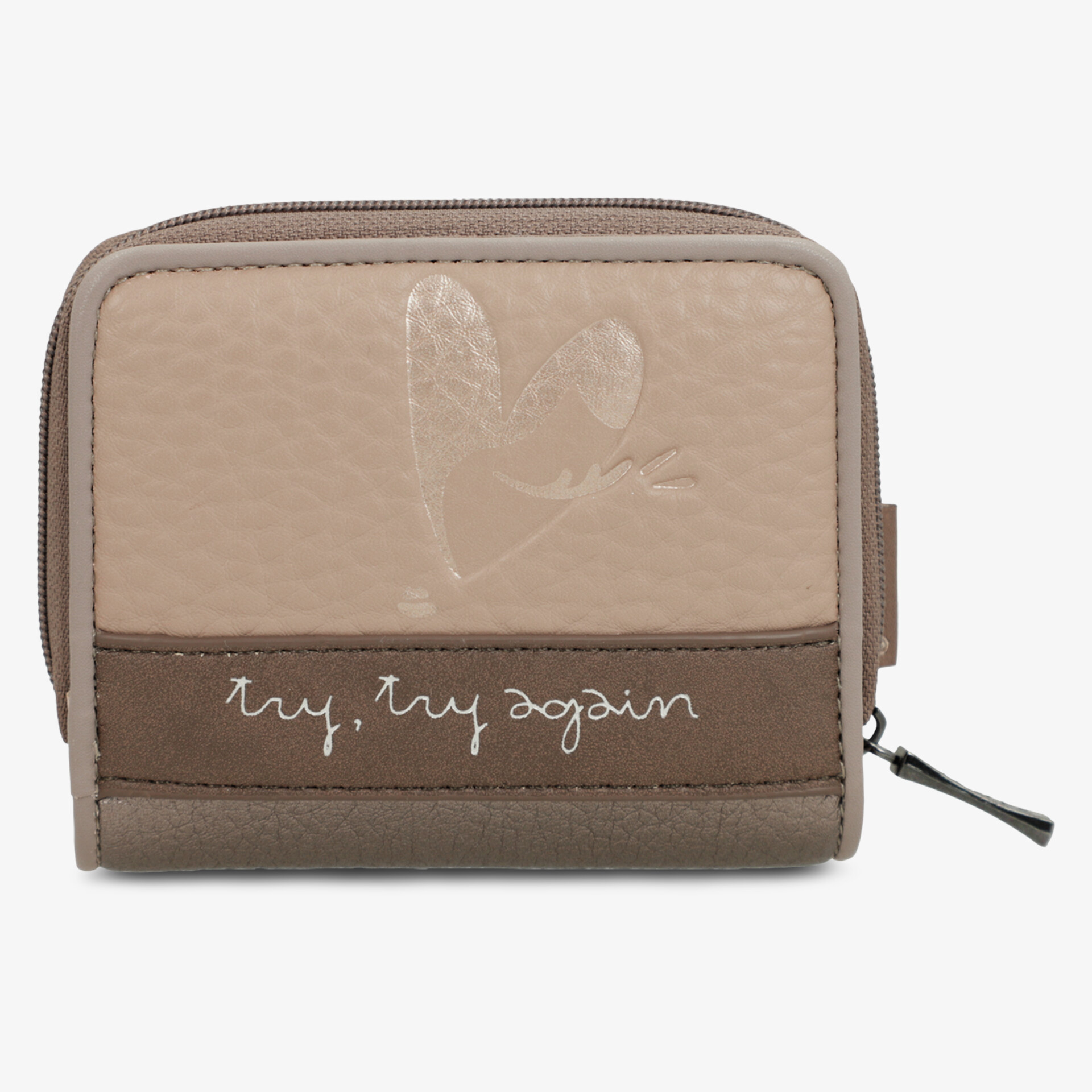 Elegante Geldbörse in zweifarbigem Design, kompakt und stilvoll mit praktischem Reißverschluss.