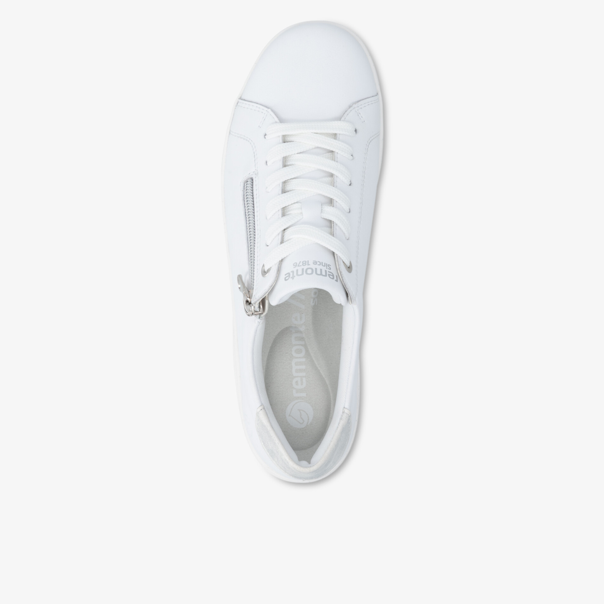 Moderner weißer Sneaker mit glatter Oberfläche und seitlichem Reißverschluss für bequemen Alltag