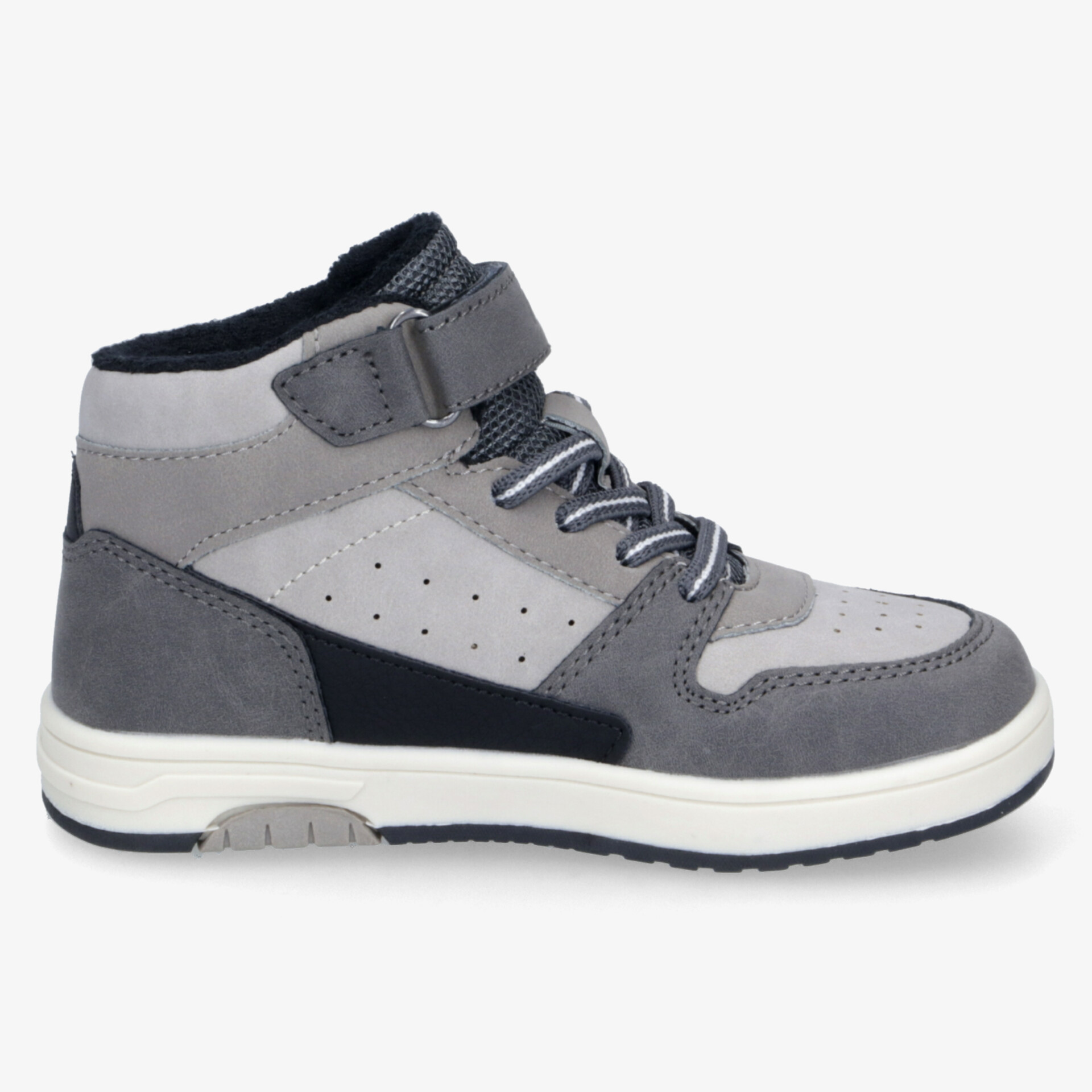 Sportlicher grauer Sneaker mit gepolsterter Innenseite und langlebiger rutschfester Sohle, komfortabel und robust