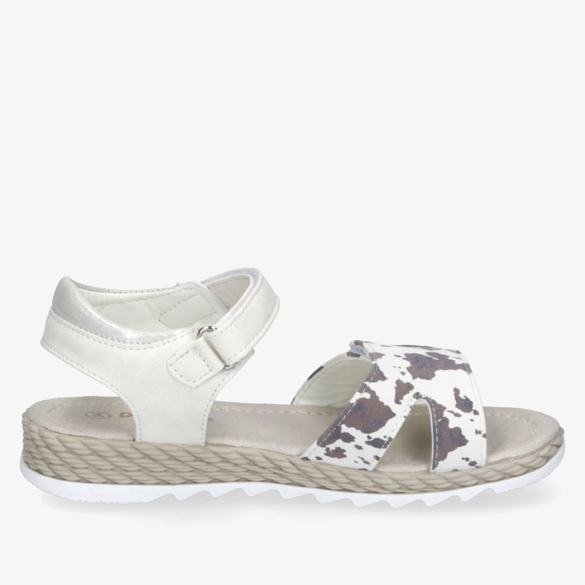 leichter und bequemer Sandalenschuh mit weichem Fußbett und verstellbarem Riemen in Weiß und Muster