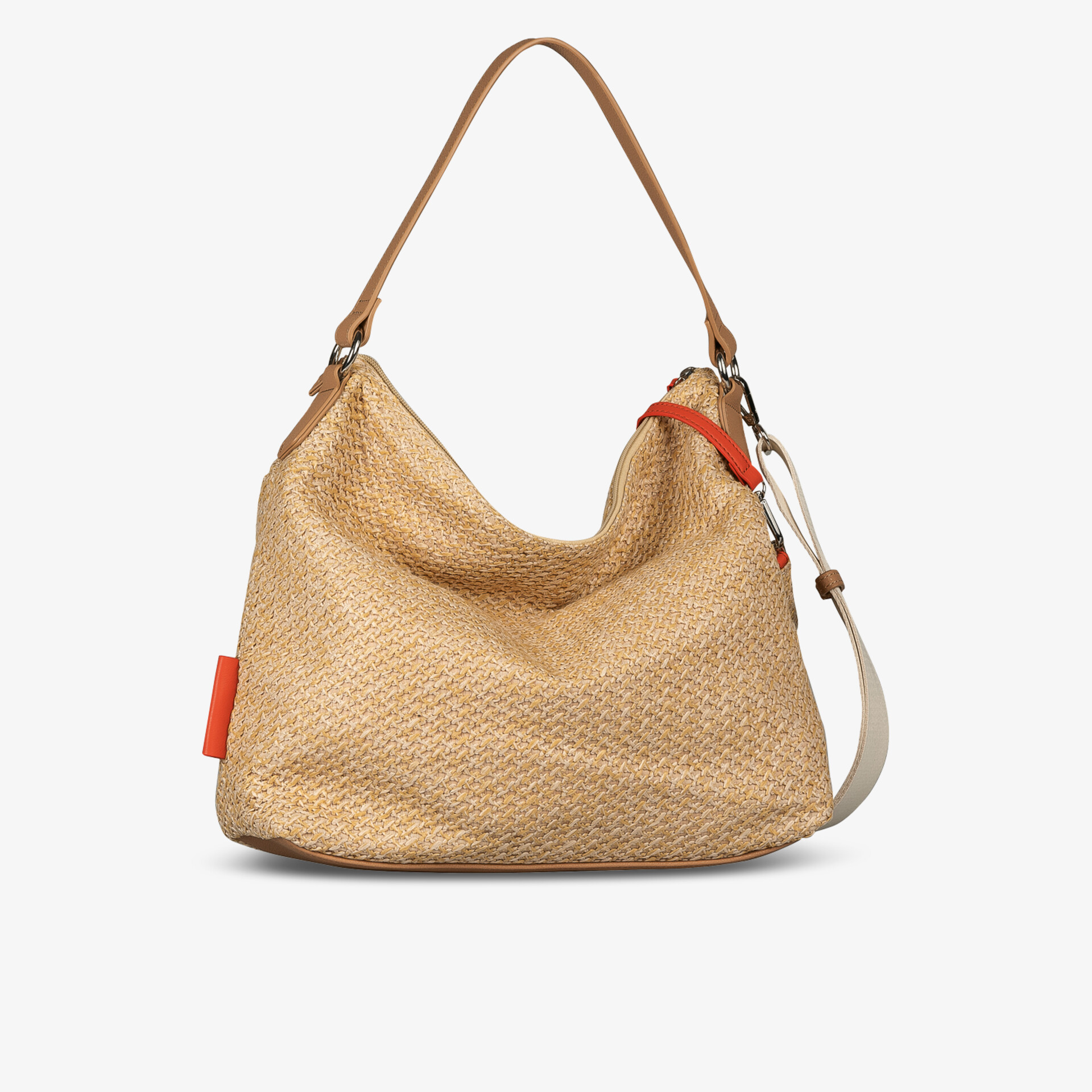 Modische Tasche mit strukturierter Oberfläche und großem Henkel in Camelfarben, geräumig und vielseitig