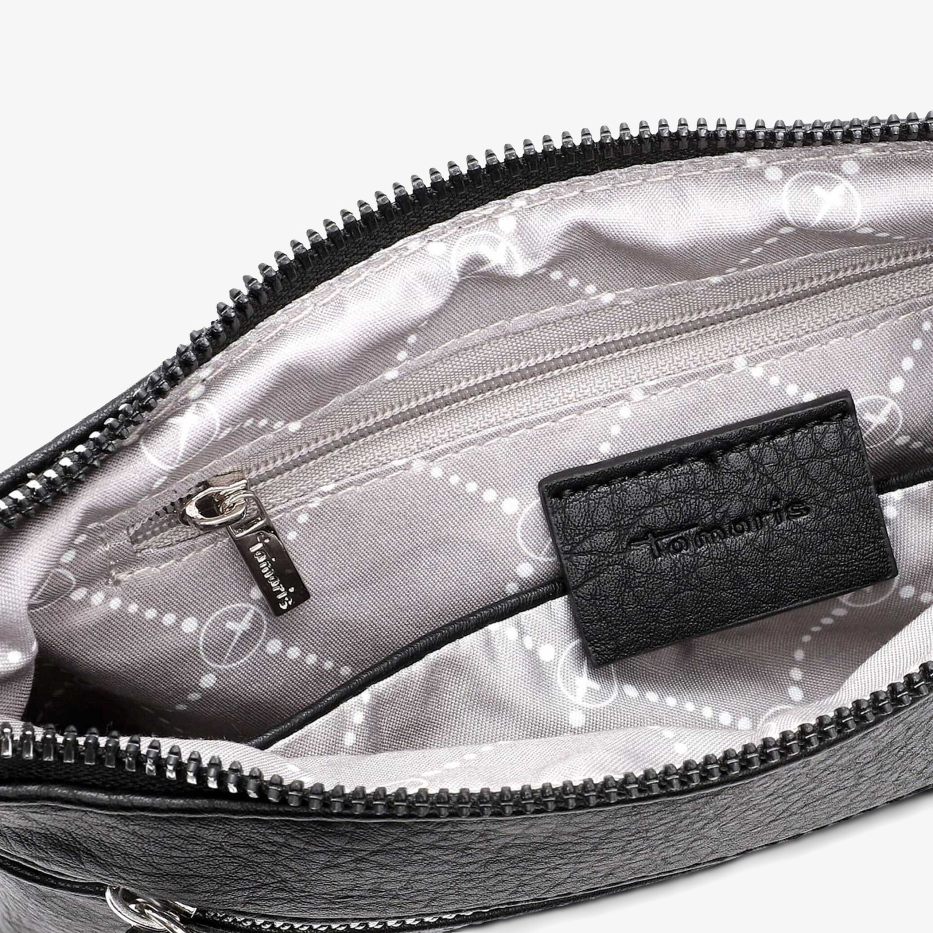 Detailansicht eines Reißverschluss-Innenfachs mit gepolstertem, hochwertigem Innenfutter