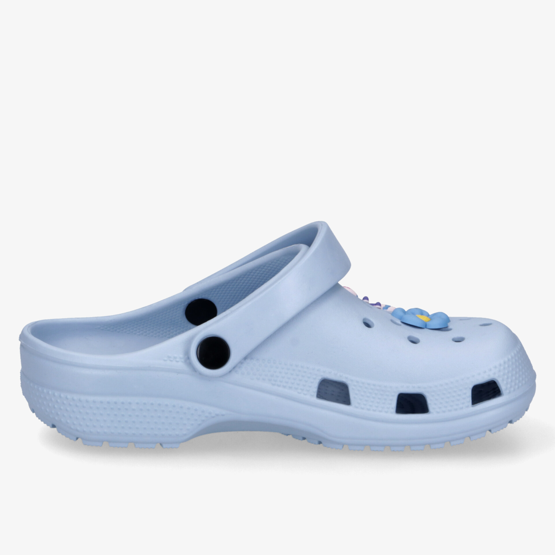 Blaue Clogs mit Riemen und Lochdesign für Komfort und Stil, ideal für den Alltag und vielseitig kombinierbar.