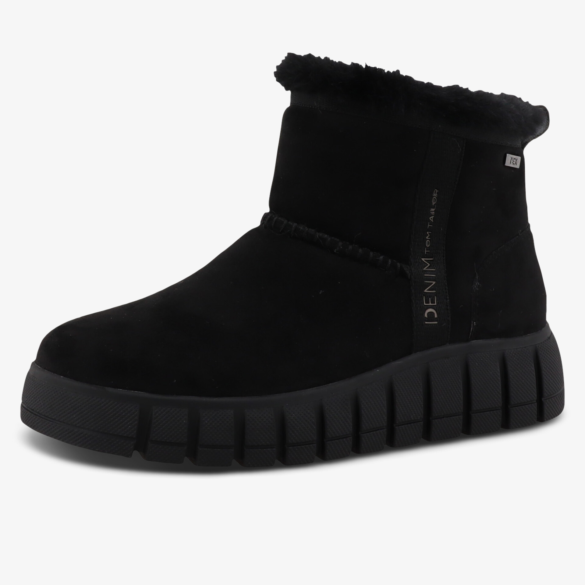 Warmer schwarzer Winterstiefel mit komfortabler Passform und rutschfester Sohle, ideal für kalte Tage