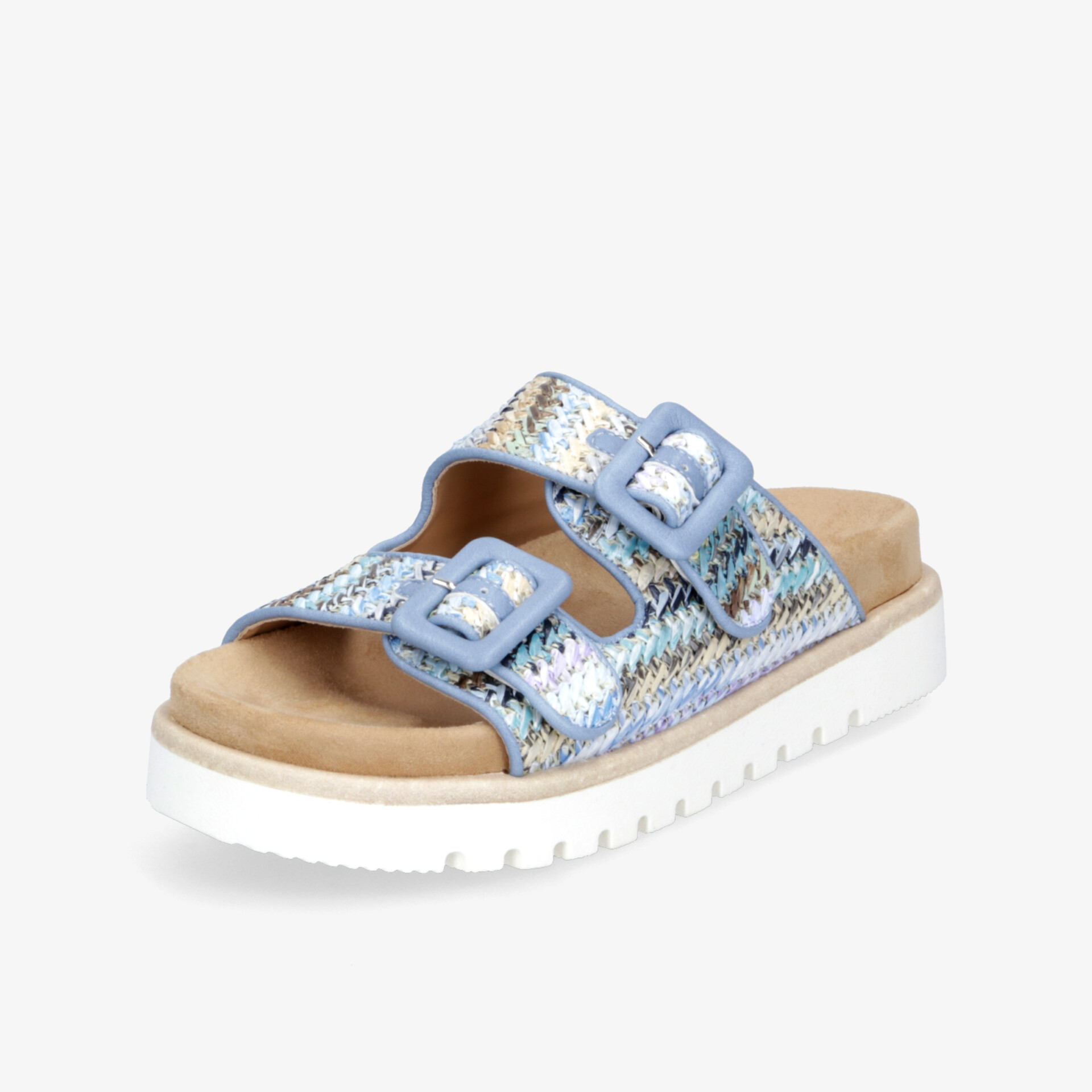 Metallisch glänzende Sandale mit verstellbaren Riemen, weicher Komfortsohle und rutschfestem Absatz