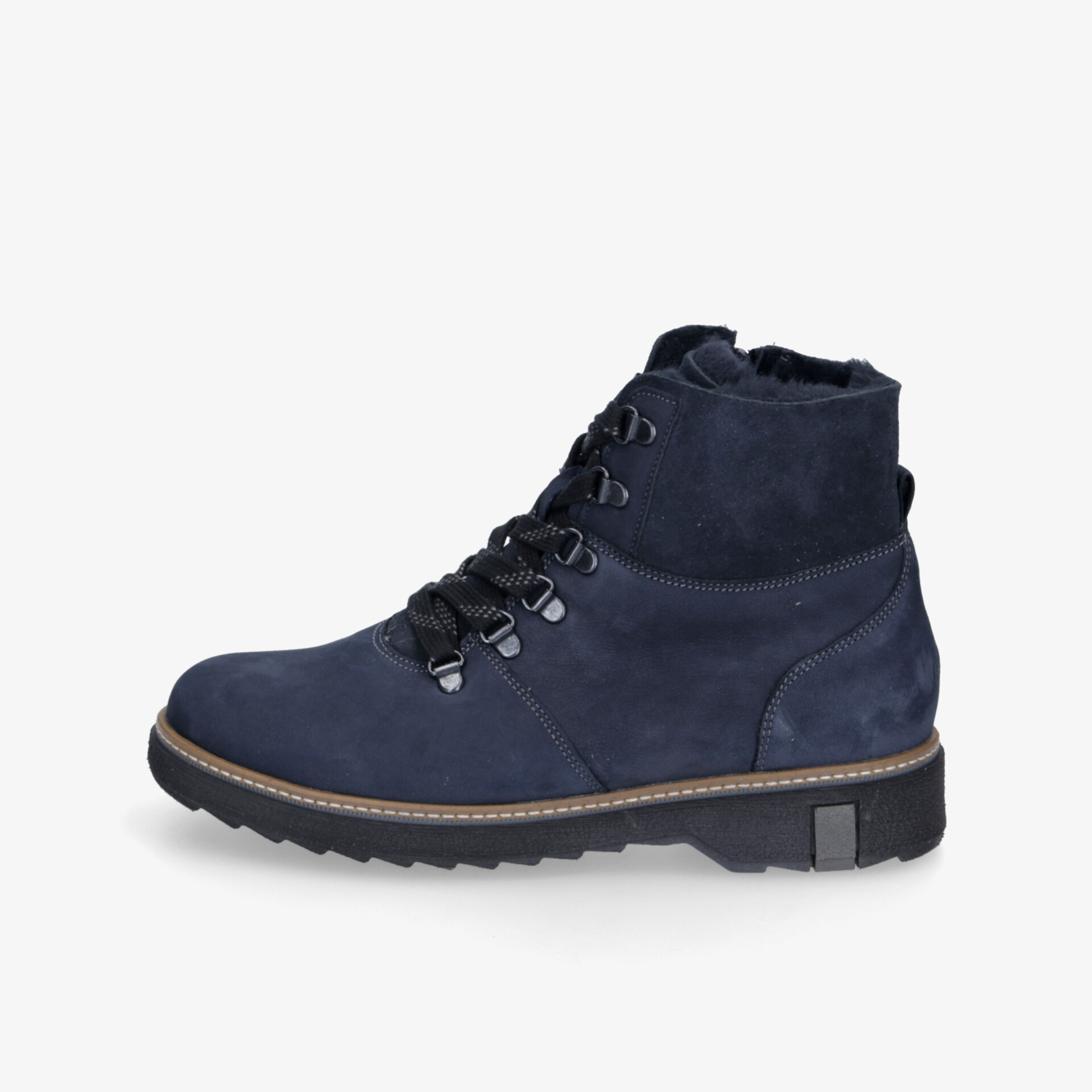 Robuster dunkelblauer Schuh mit rutschfester Sohle und bequemer Passform ideal für Outdoor-Aktivitäten