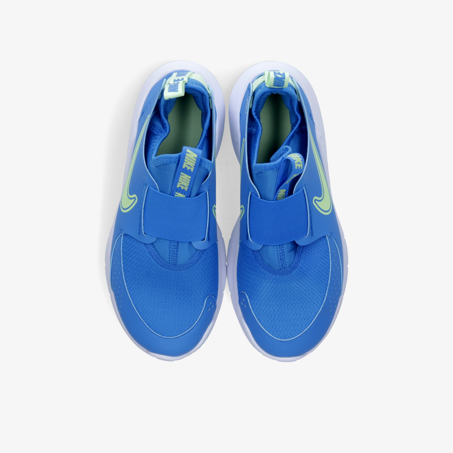 Blaues Sneaker-Paar in Draufsicht mit atmungsaktivem Material und komfortabler, flexibler Passform