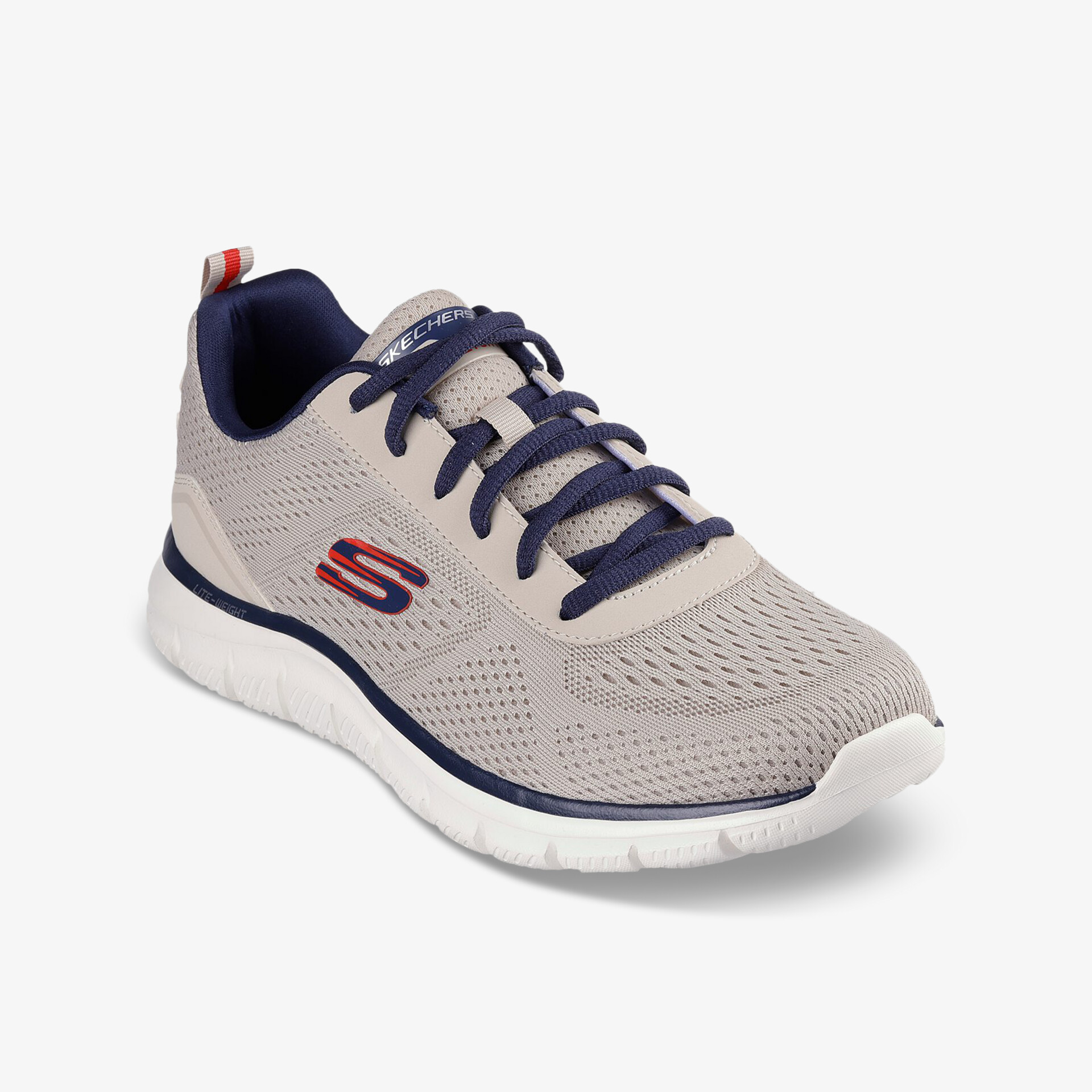 Leichter Sportschuh mit atmungsaktivem Mesh, bequemer Polsterung und flexibler, robuster Laufsohle in Grau und Dunkelblau