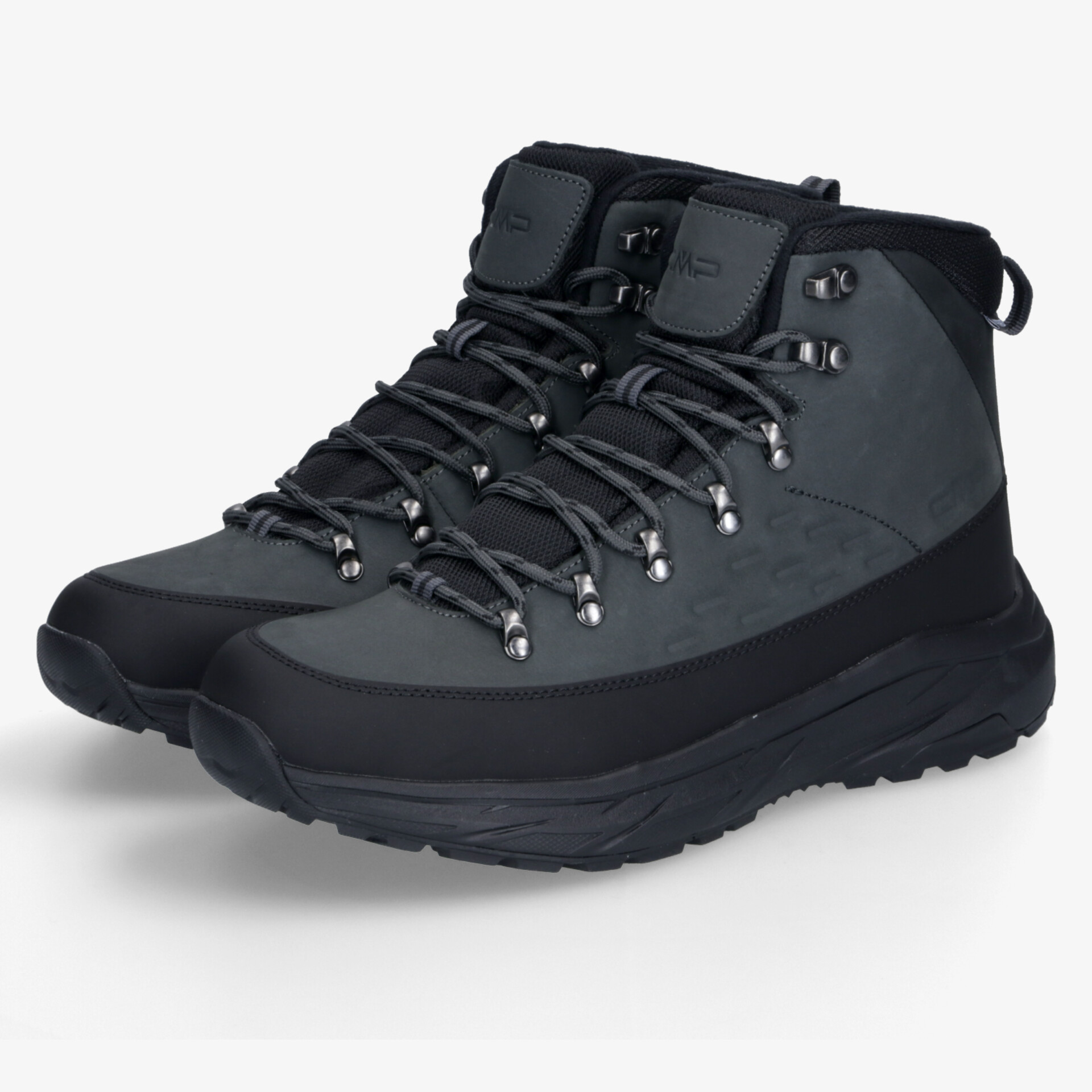robuste schwarze Wanderschuhe mit stoßdämpfender Sohle und zuverlässiger rutschfester Profilsohle