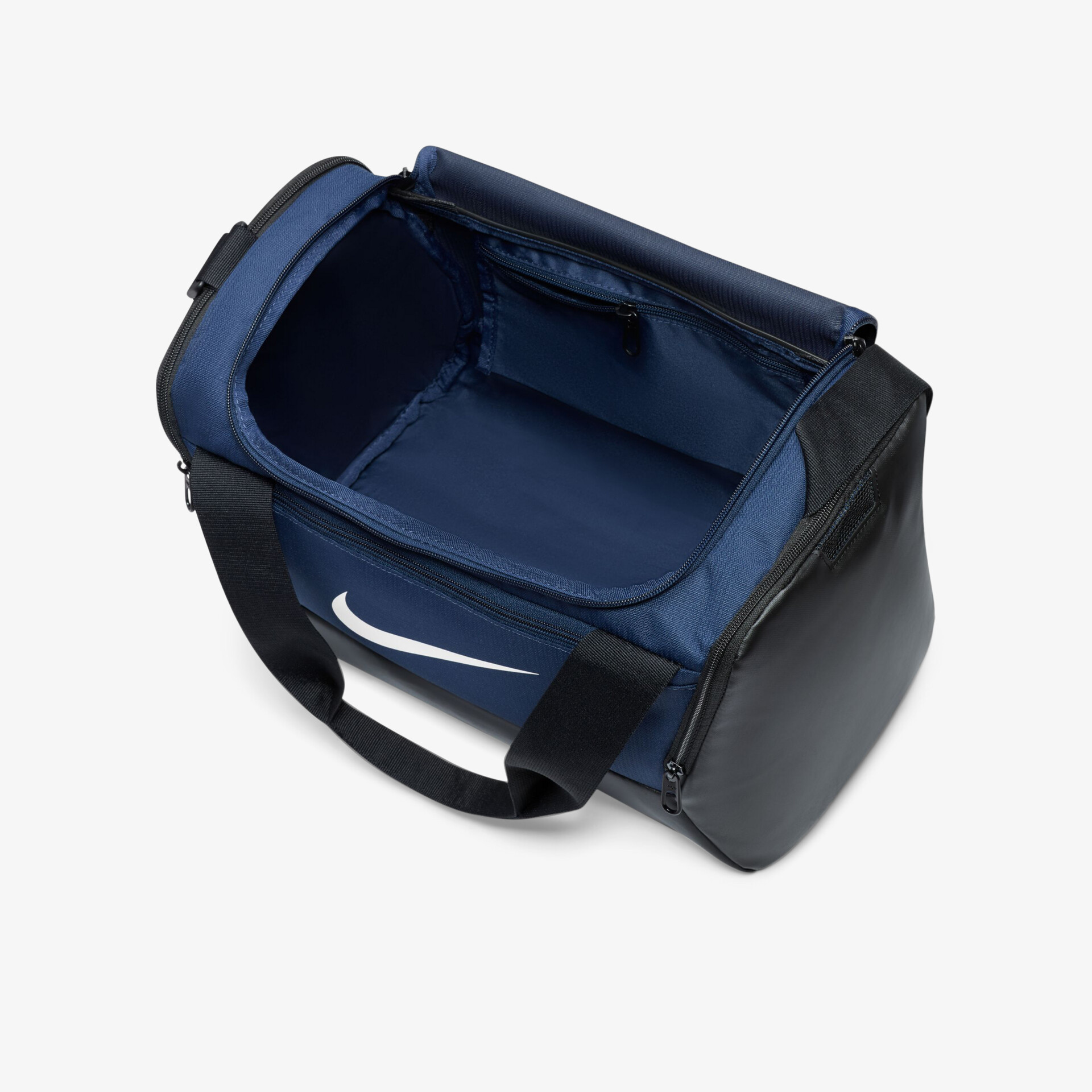 Geräumige Sporttasche von oben, langlebig und stilvoll, mit praktischem Tragegurt und robustem Design.