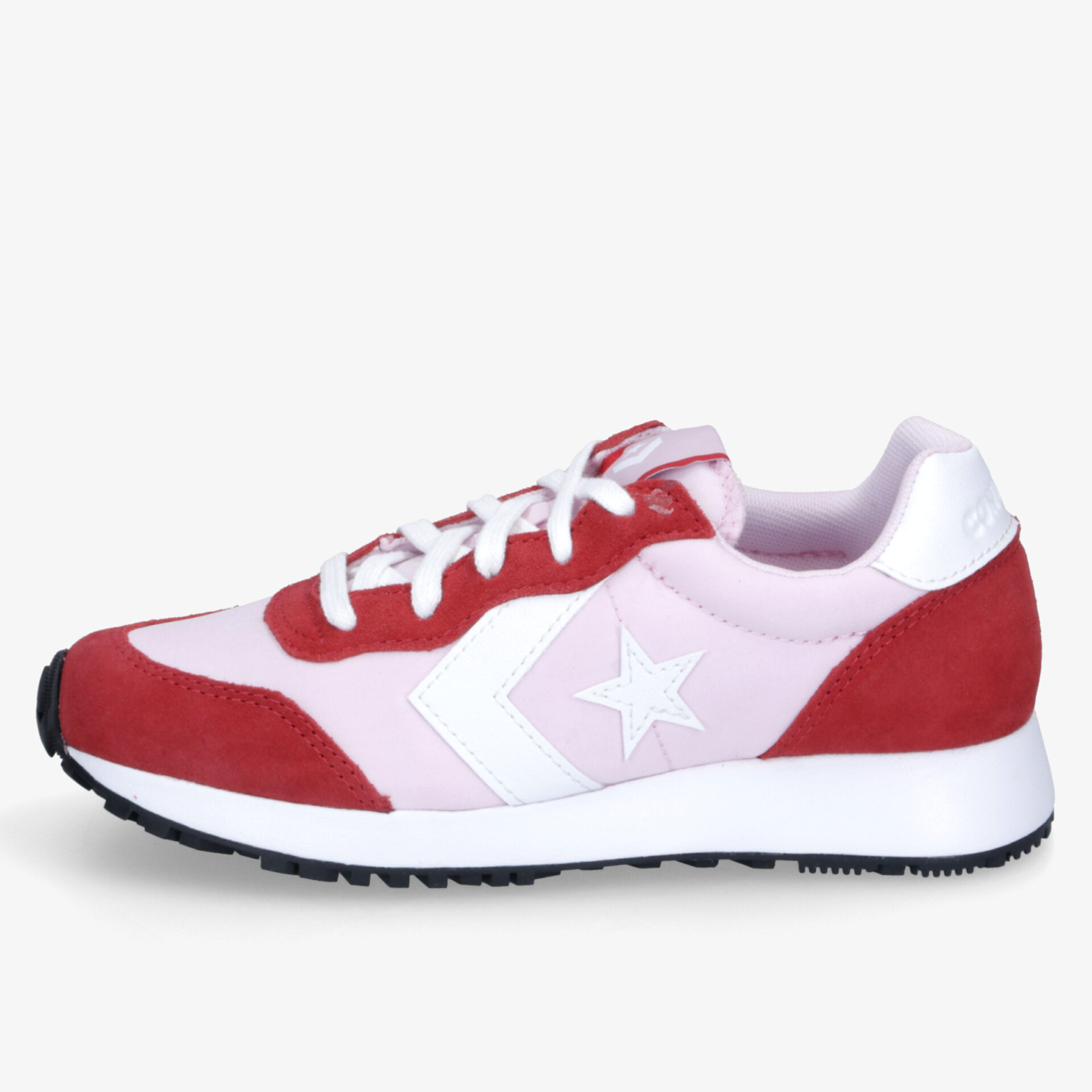 Moderner Sneaker in Rot und Weiß mit markantem Stern-Design und bequemer Passform für entspannten Look.