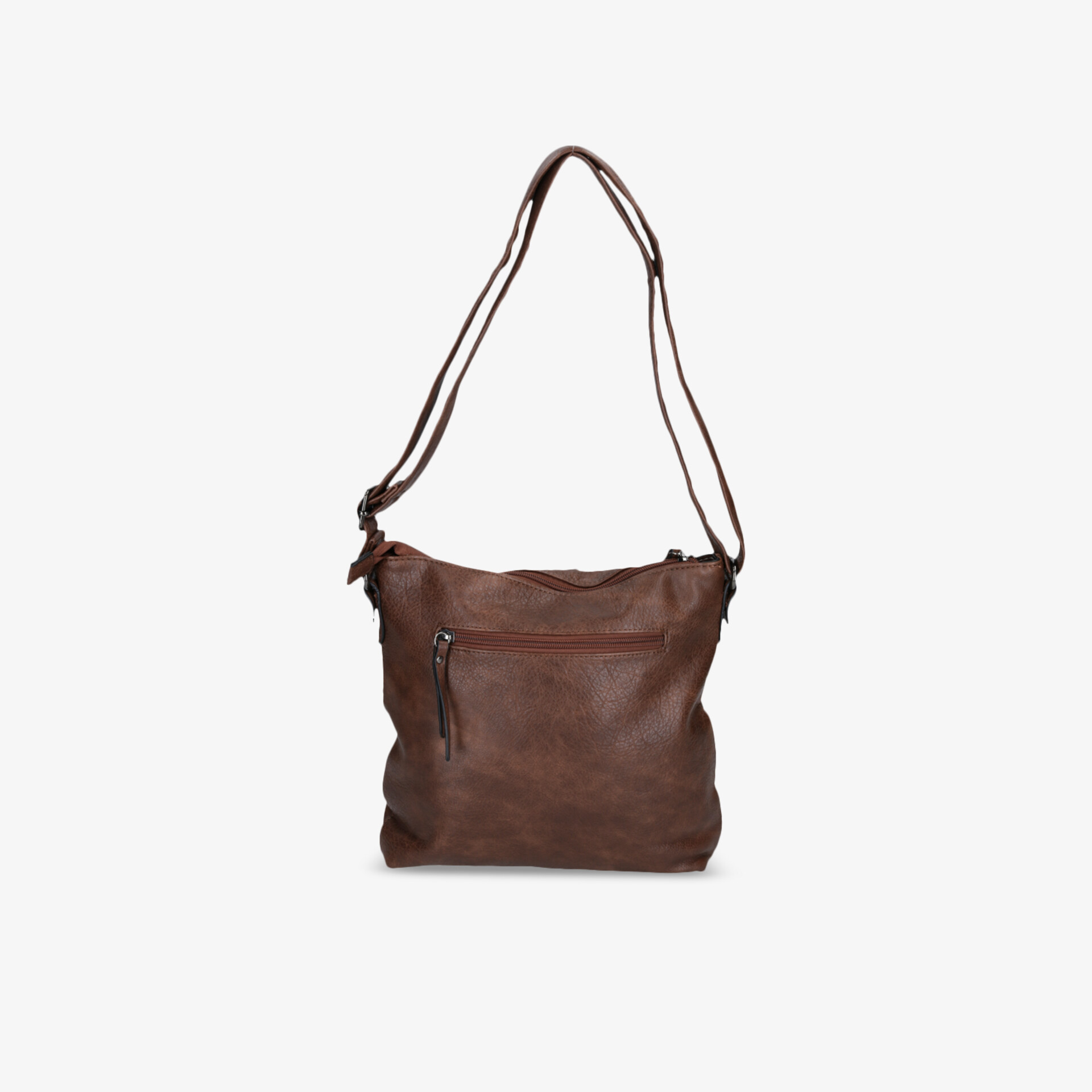 Modische braune Schultertasche in Lederoptik mit Reißverschluss. Geräumig und ideal für den Alltag.