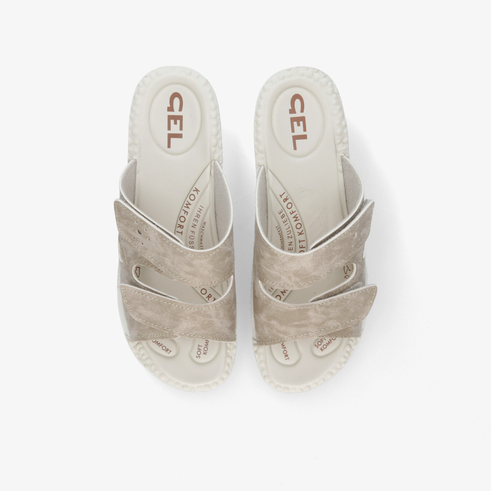 Beige Sandalen mit GEL-Dämpfung und rutschfester Sohle für hohen Tragekomfort und optimale Passform