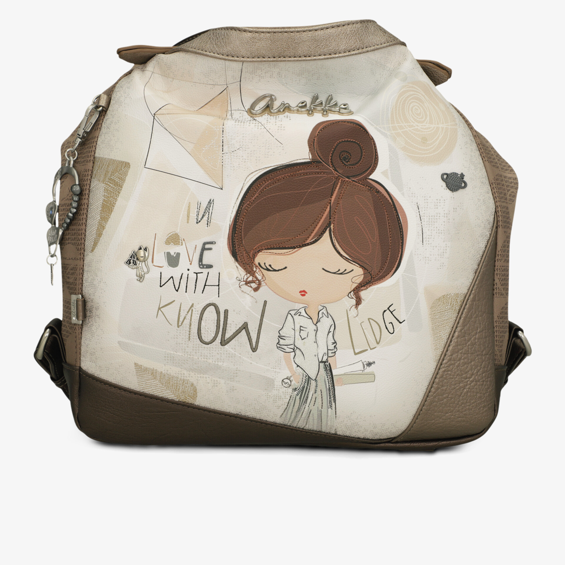 Stylische braune Schultertasche mit handgemaltem Motiv, praktische Größe und einzigartiges Design für den Alltag