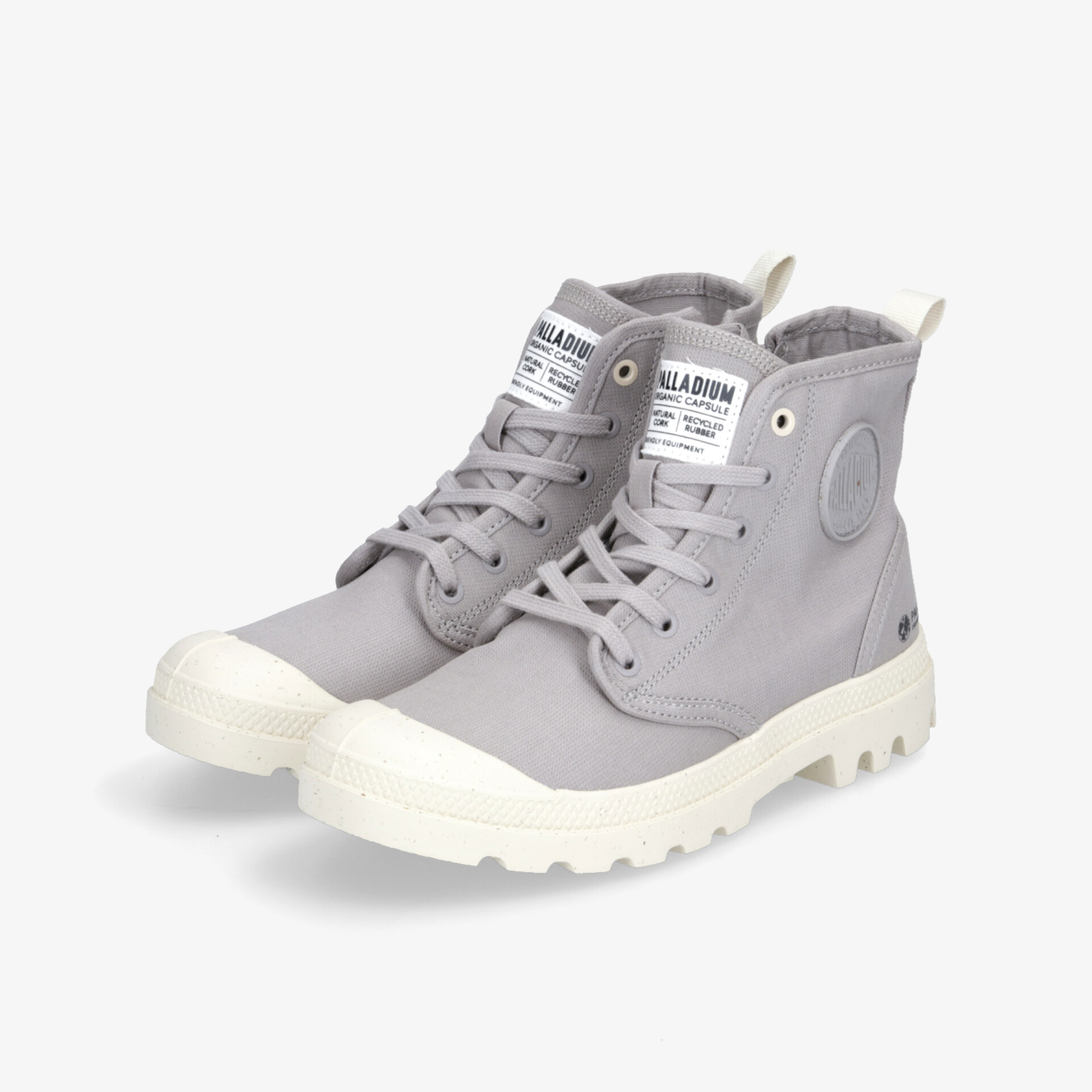 Graue robuste Stiefeletten mit Schnürung und komfortabler, leichter Sohle, modernes sportliches Design im Paar