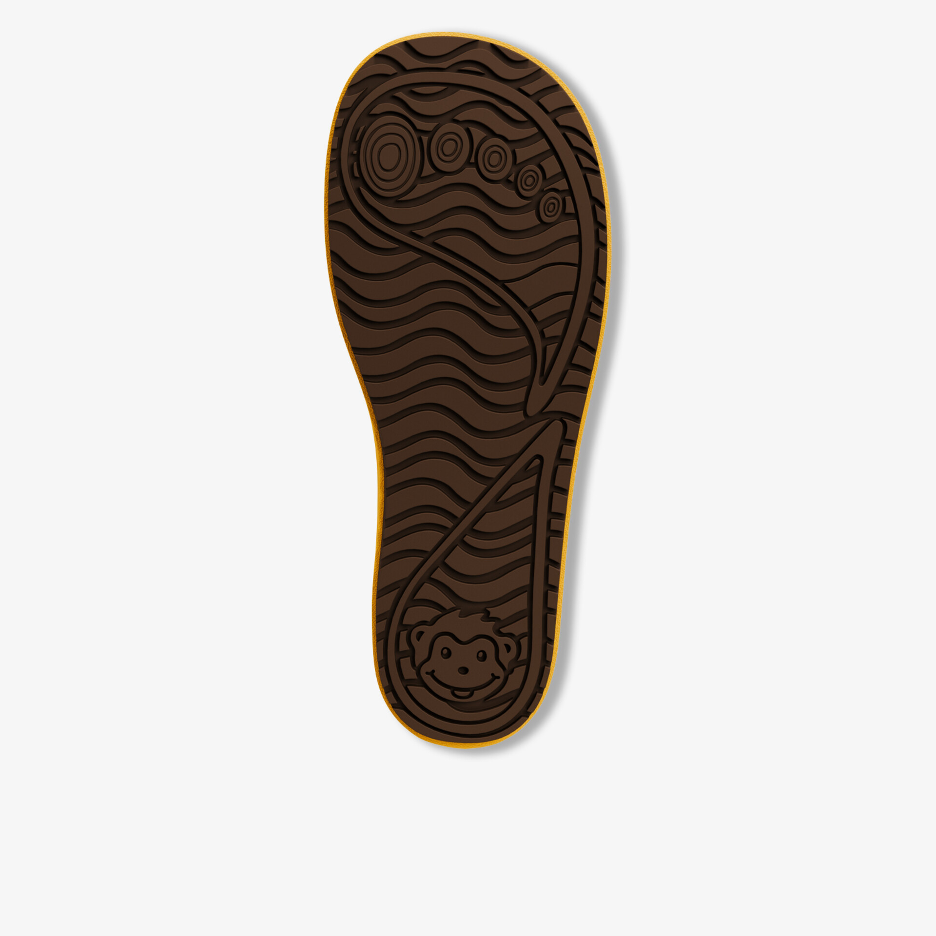 Robuste rutschfeste Unterseite eines Kinder-Gummistiefels mit detailliertem Profil für sicheren Halt