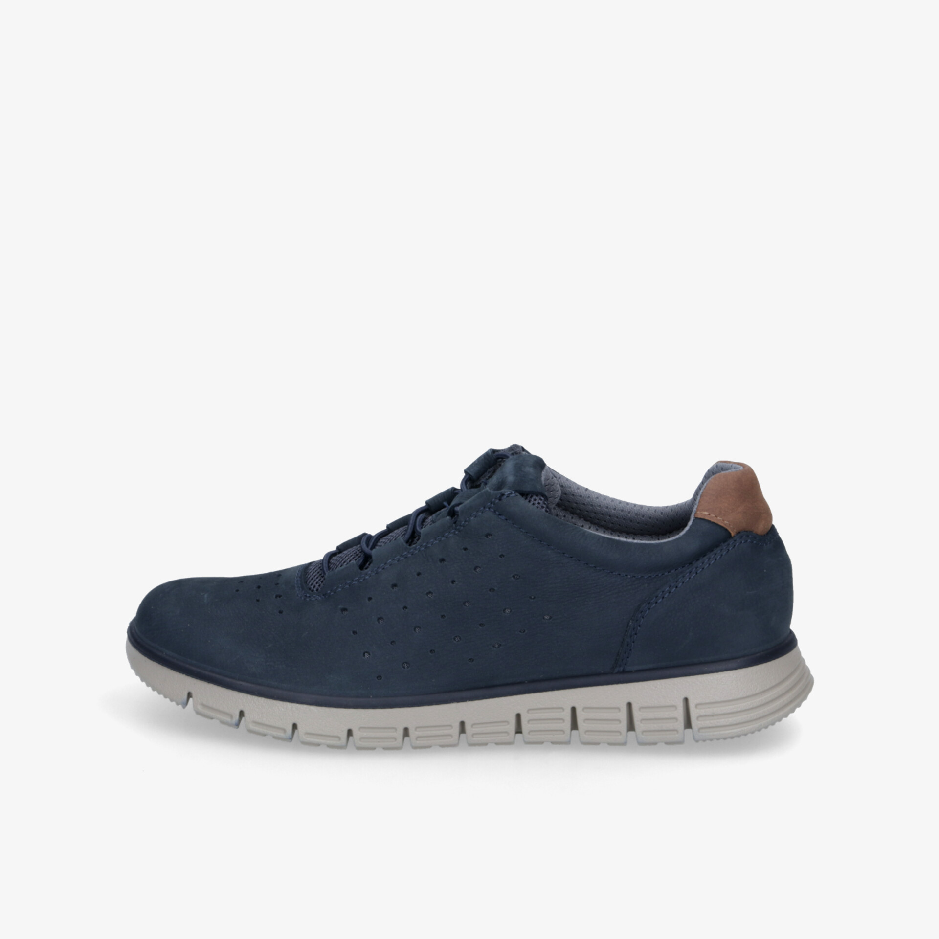 Leichter, bequemer blauer Sneaker mit flexibler, profilierter Sohle und sportlichem Design in klarer Seitenansicht
