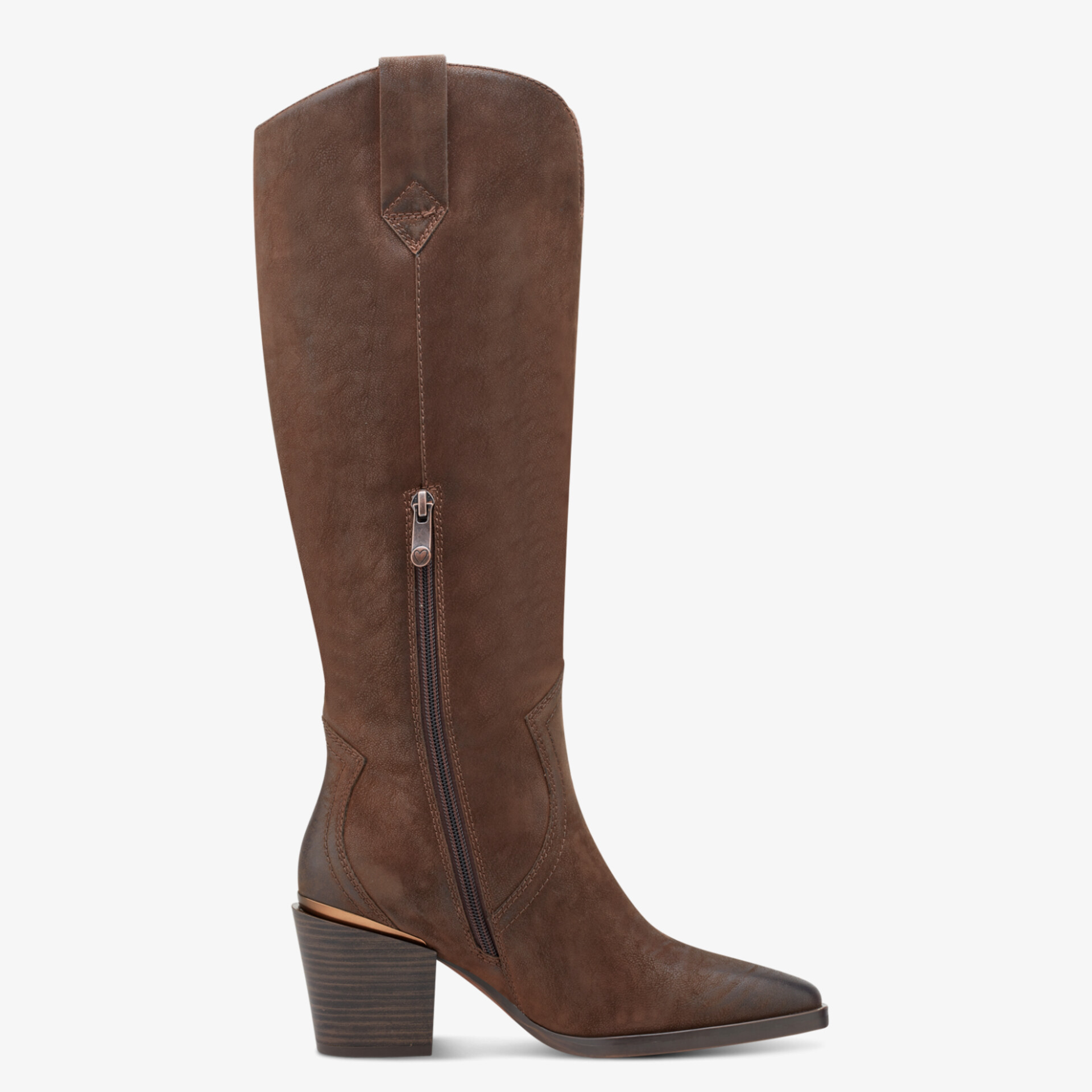 Elegante braune Wildlederstiefel mit robustem Absatz und seitlichem Reißverschluss für stilvollen Komfort