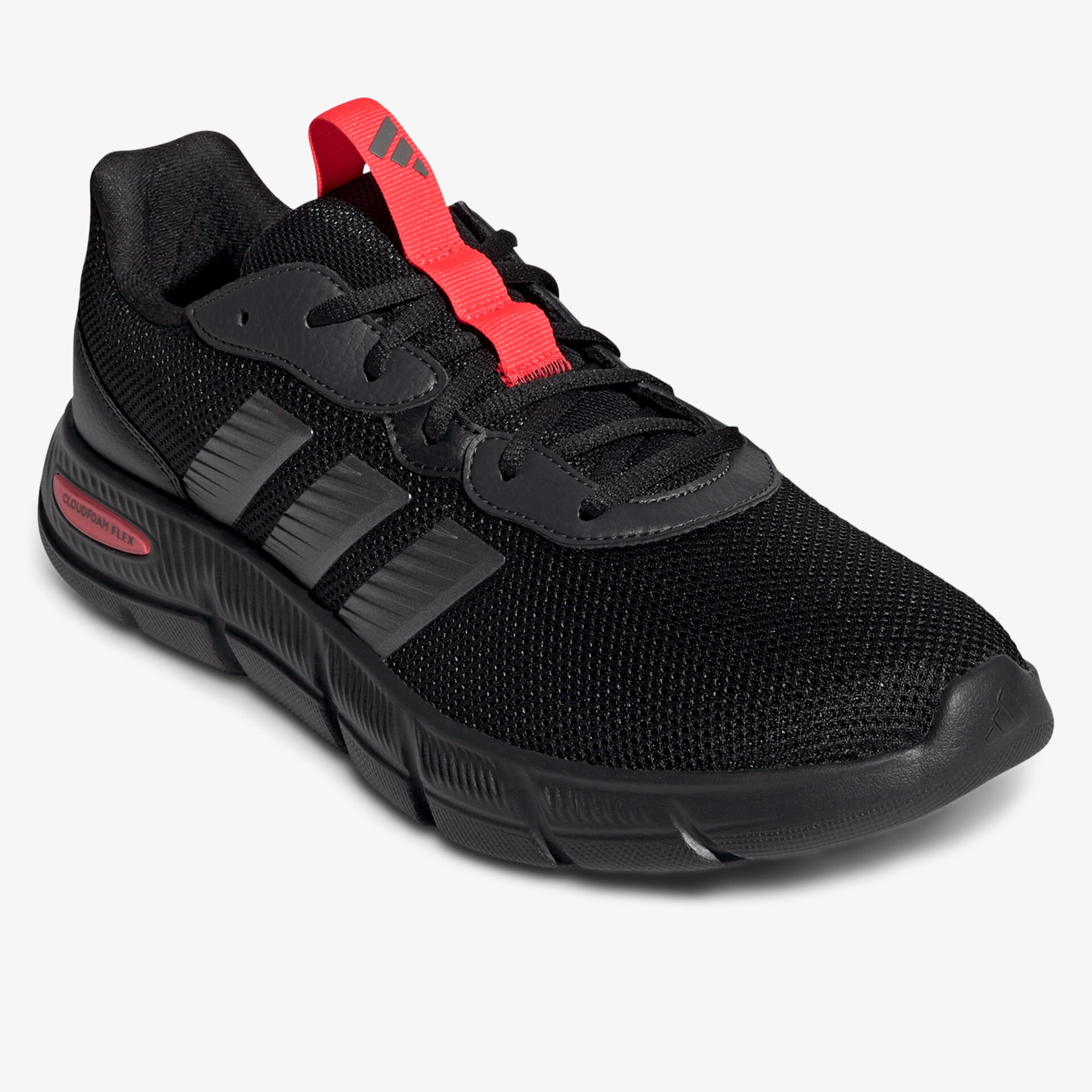 Schwarzer leichter Sportschuh mit atmungsaktivem Material und gedämpfter flexibler Sohle für hohen Tragekomfort