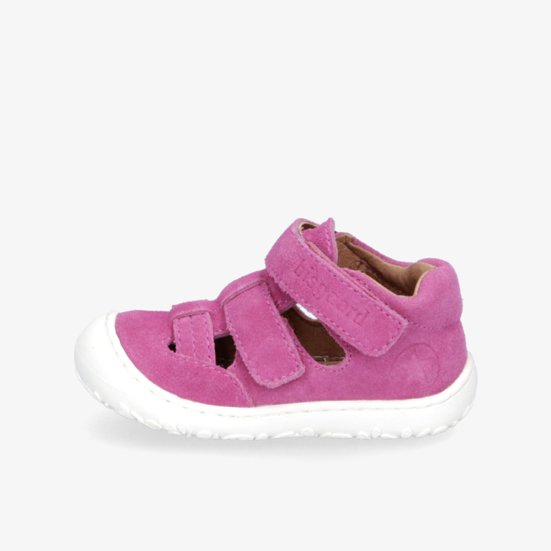 Leichter pinker Kinderschuh mit flexiblem Fußbett und rutschfester Sohle, praktische Klettverschlüsse für einfache Handhabung